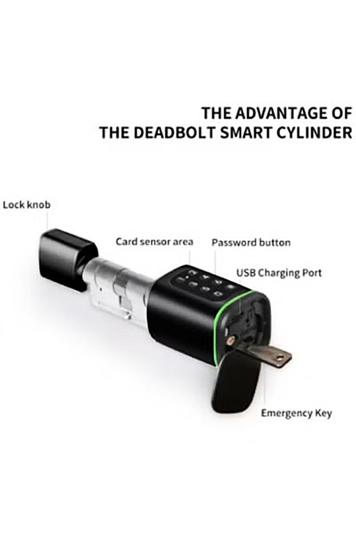 DarTech-Dartek Smart Lock, 4 Way Unlock, Keypad, Compatible with Any Door, Black, Smart Home System, Global Version 5