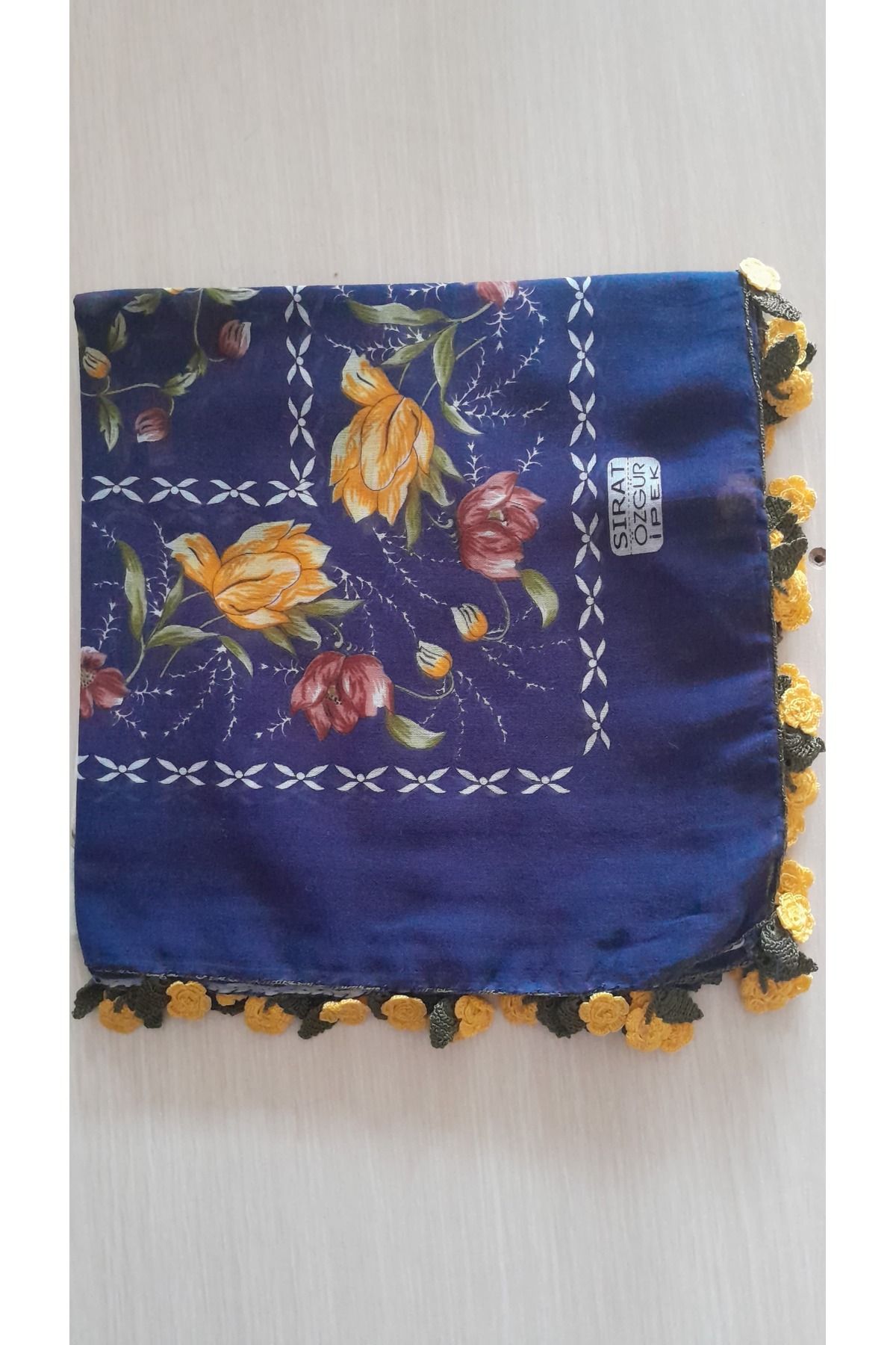 Papatyam El işi Tığ Oyalı Yazma/Tığ İşi Yazma/Vintage/Çeyizlik Yemeni/100x100/Pamuklu