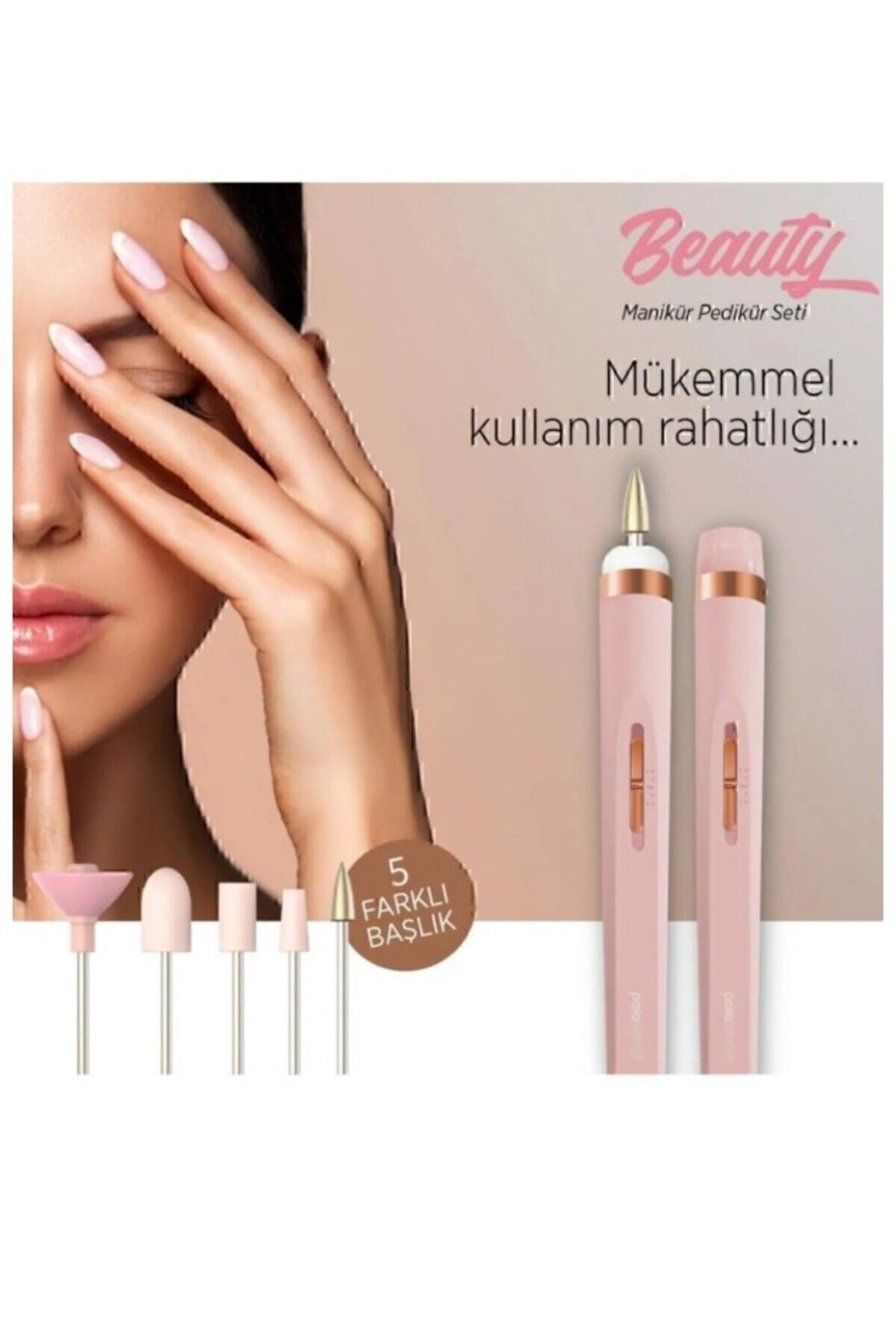 Manessa 5in1 Led Işıklı Tırnak Manikür Cihazı Şarjlı Tırnak Törpüsü Zımpara Parlatıcı Oje Çıkartıcı Pedikür