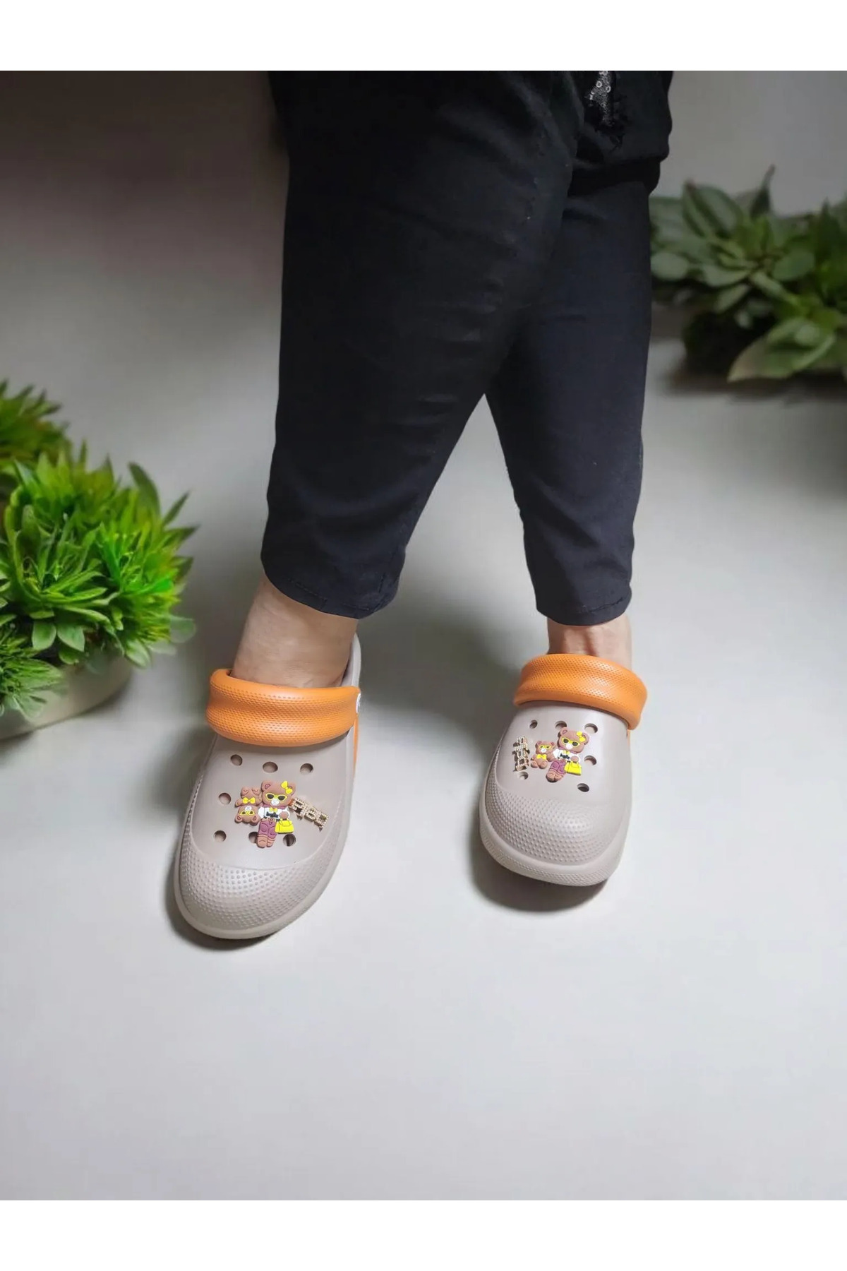 AkınalBella-Eva Bear Sticker Detailed Loop Soft, Comfortable Sole Hospital, Nurse Slippers 3