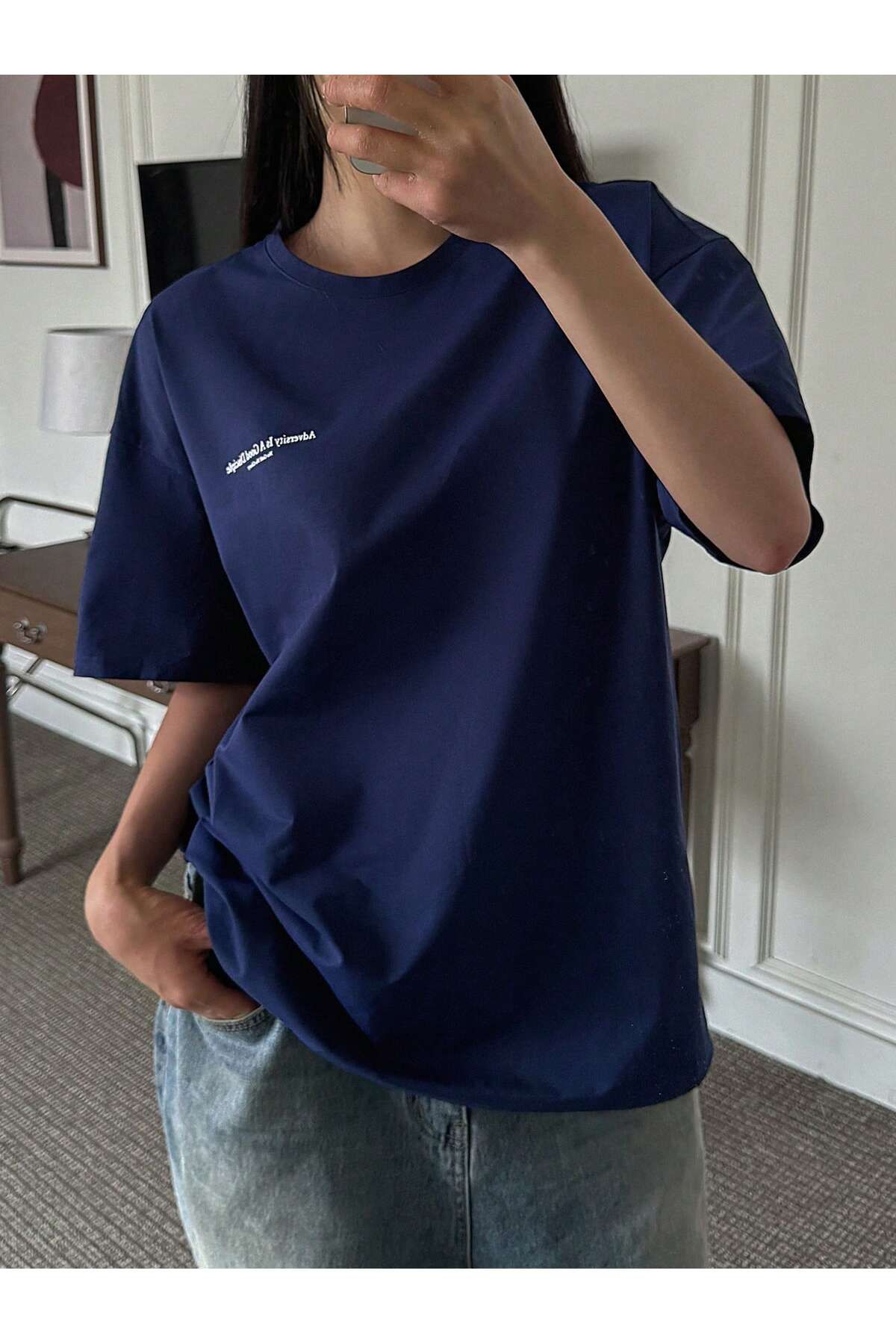 DAXİS Sportwear Company KADIN Baskılı Bisiklet Yaka Tişört