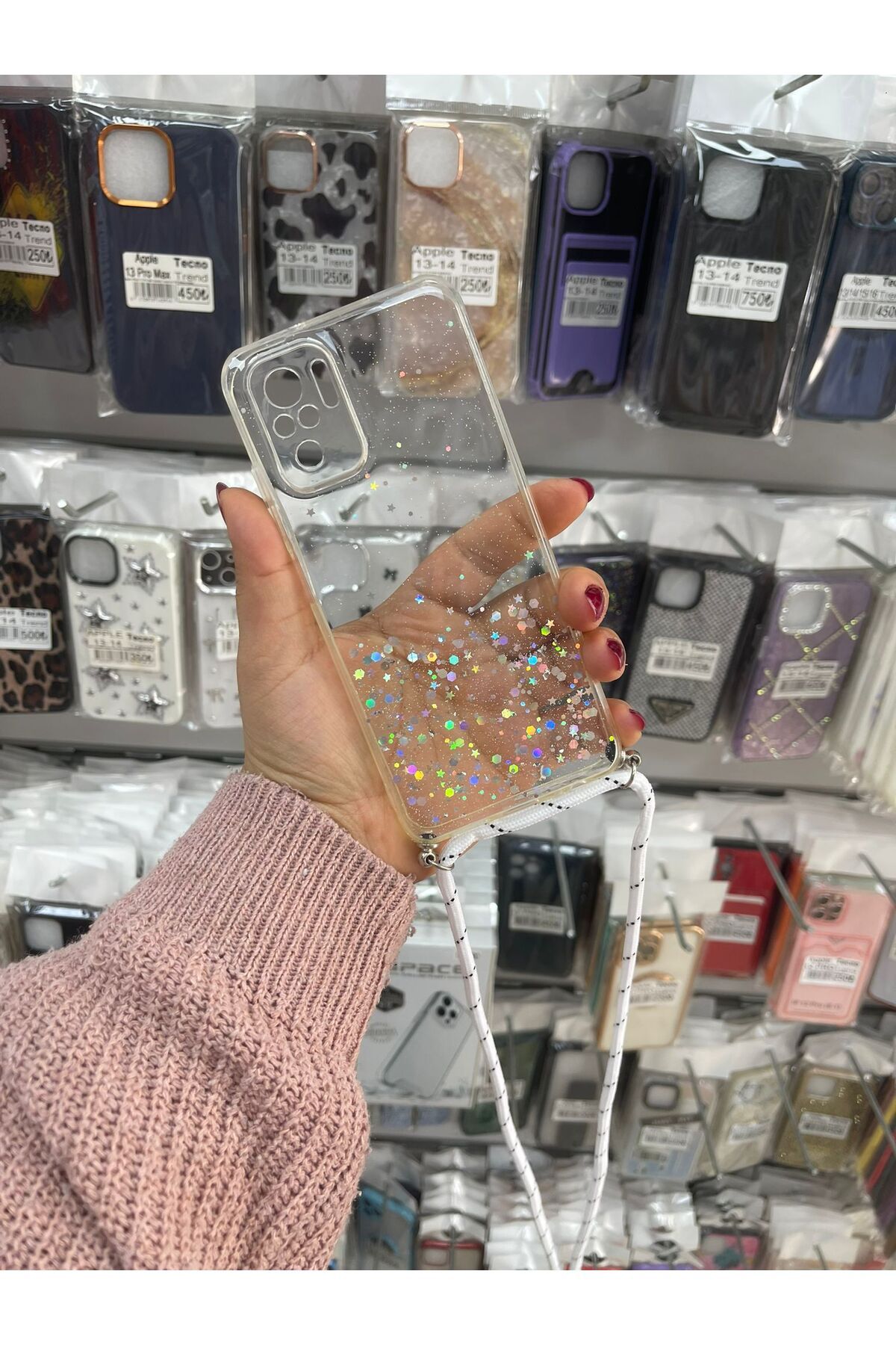 TECNOTREND Xiaomiiiii Redmi Note 10/10s Uyumlu şeffaf simli ipli silikon kılıf