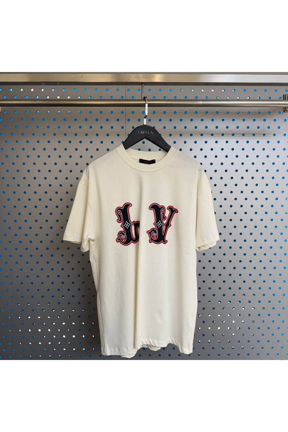 JESSE STORY Kadın Erkek Unisex Özel "LV" Baskı Tasarım T-shirt