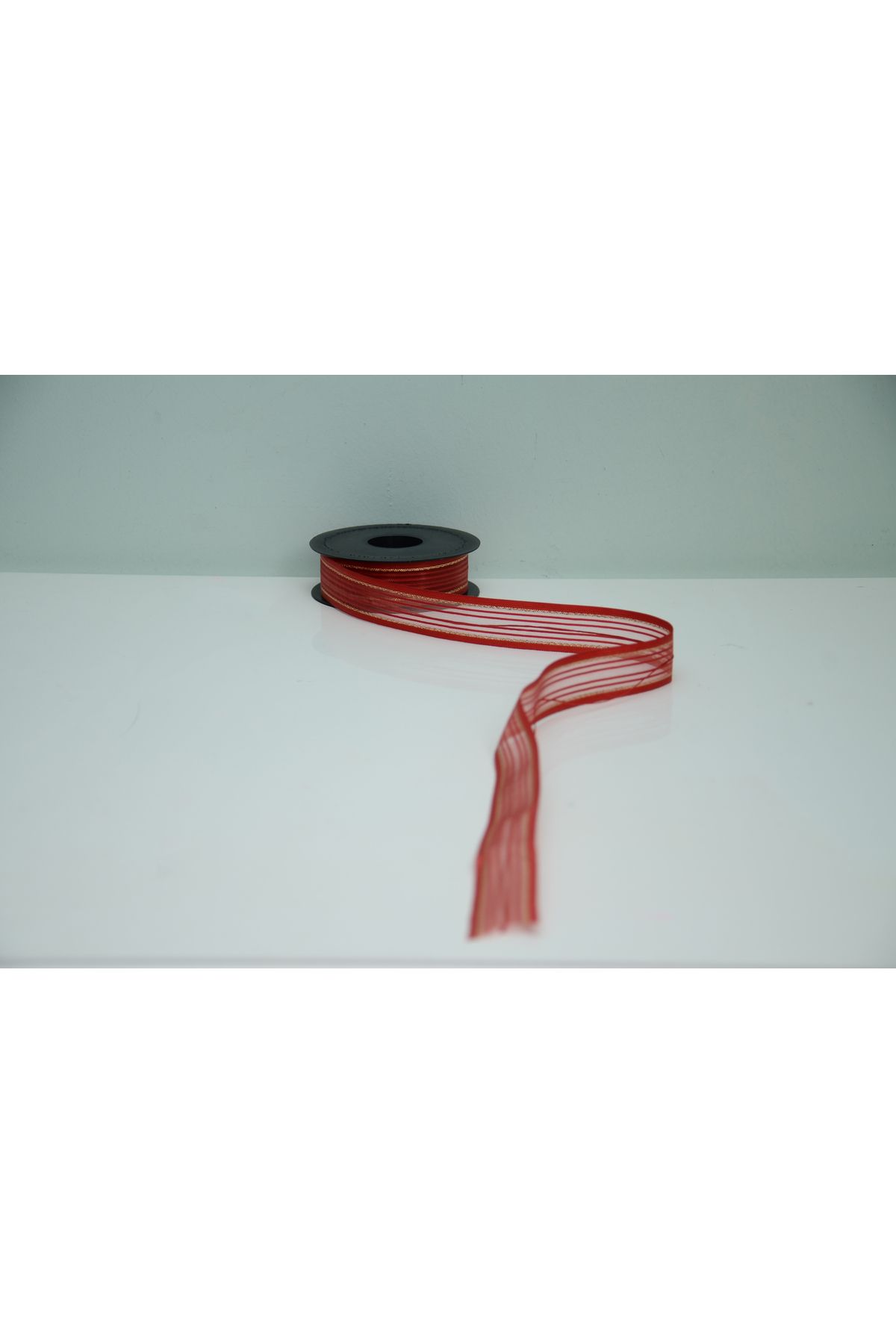 ÇINARASYADAHOME Gold çizgili Şifon Çekmeli İpli Kurdele 20 Metre 2.5 cm Süsleme Kurdelesi