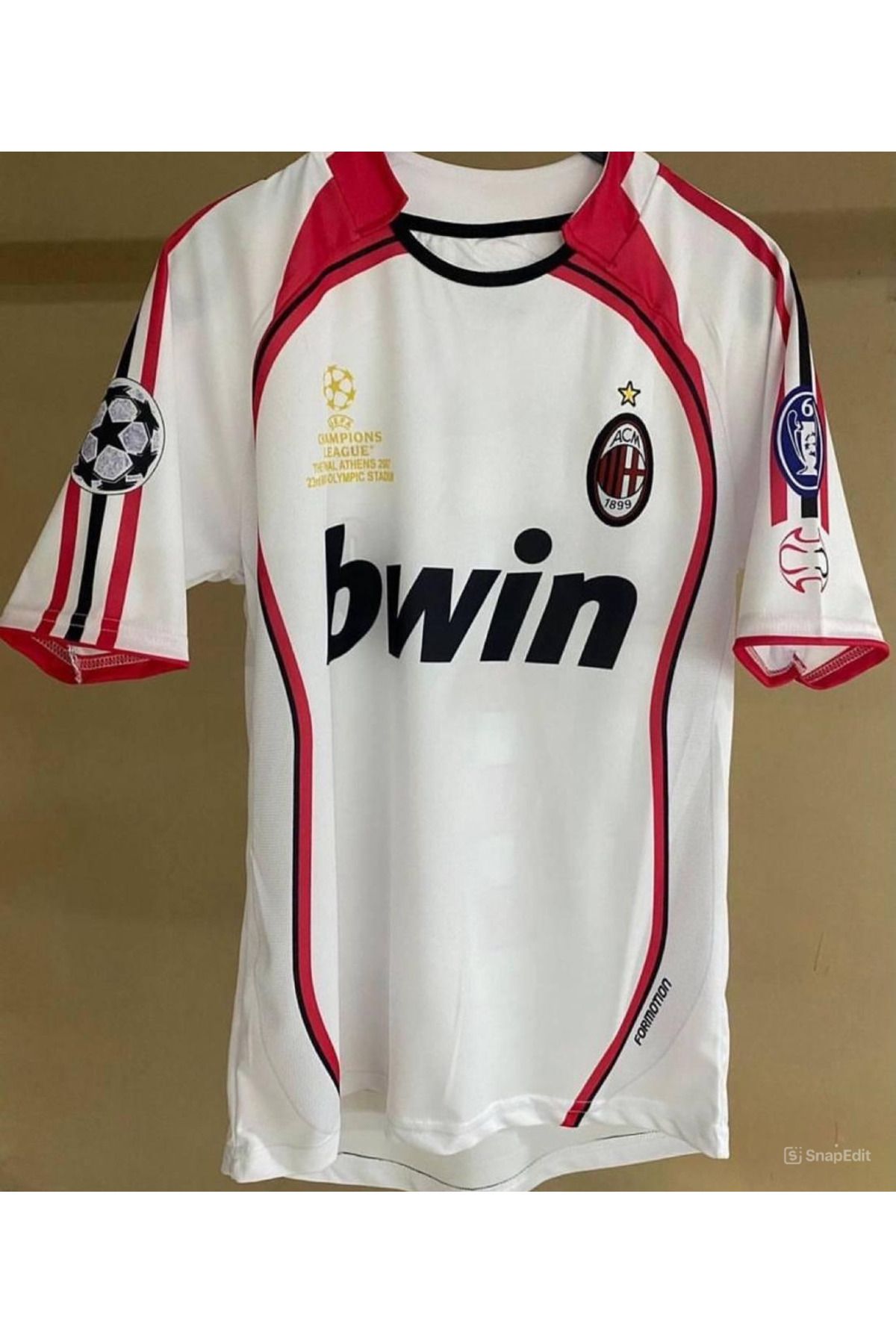 kombinezyum AC Milan Retro 2005 2006 #80 RONALDİNHO Baskılı Forması (BEYAZ)