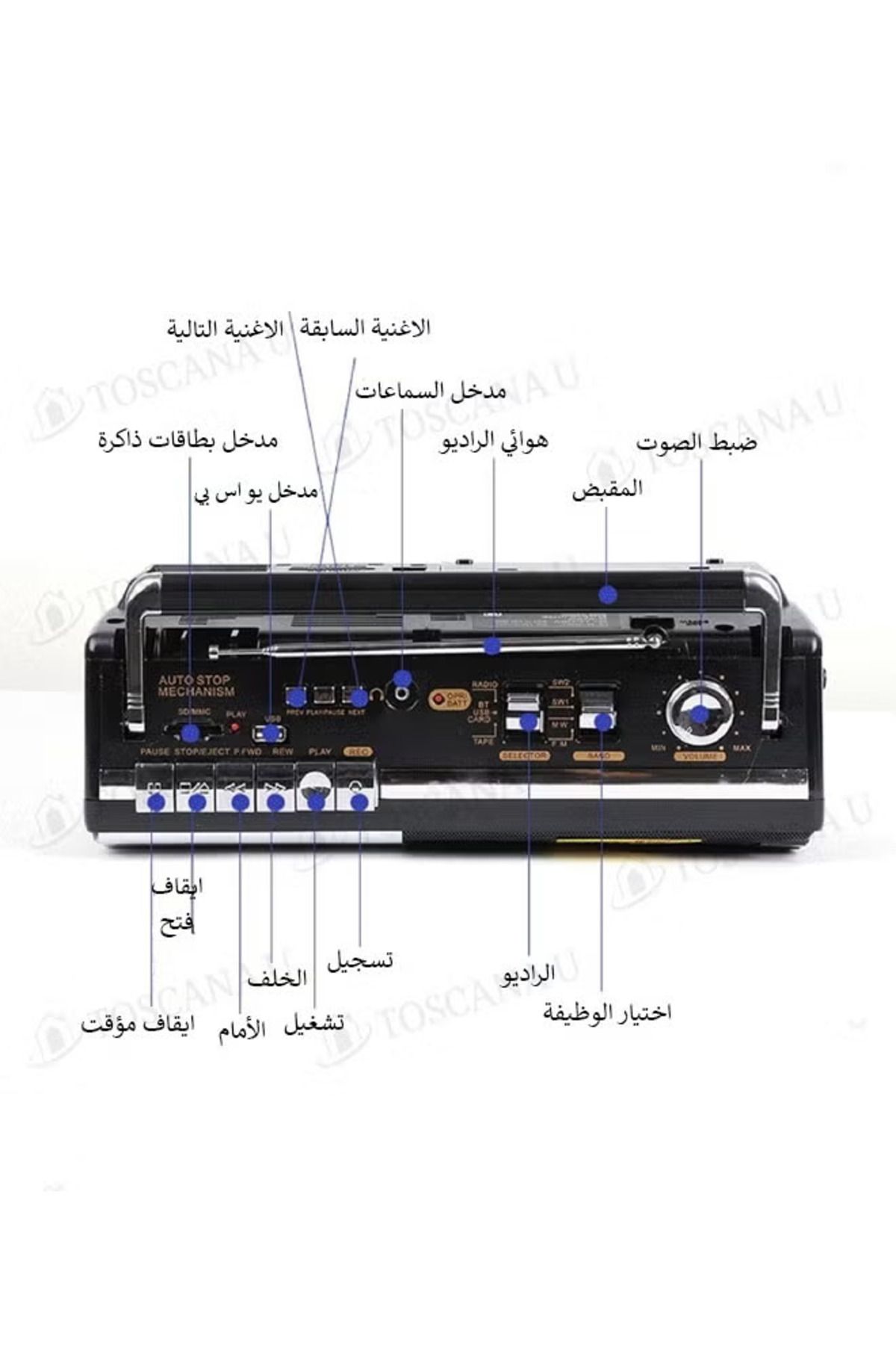 TOSCANA U-Handheld Radio And Cassette Player Supports Usb And Bluetooth Connectivity 3
