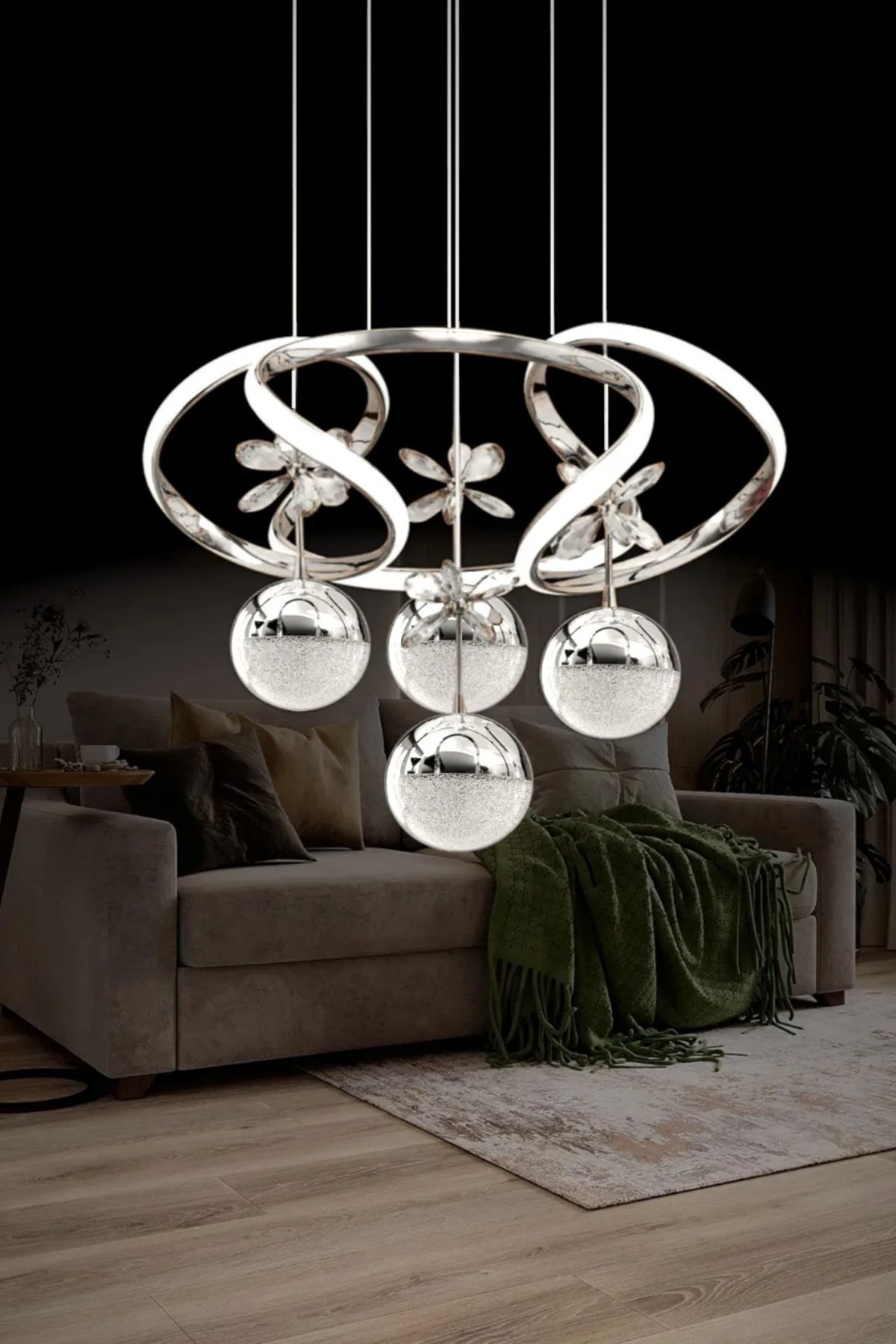 Hi Lighting MODERN TAÇLI ÇİÇEK MODEL 4 TOPLU AVİZE