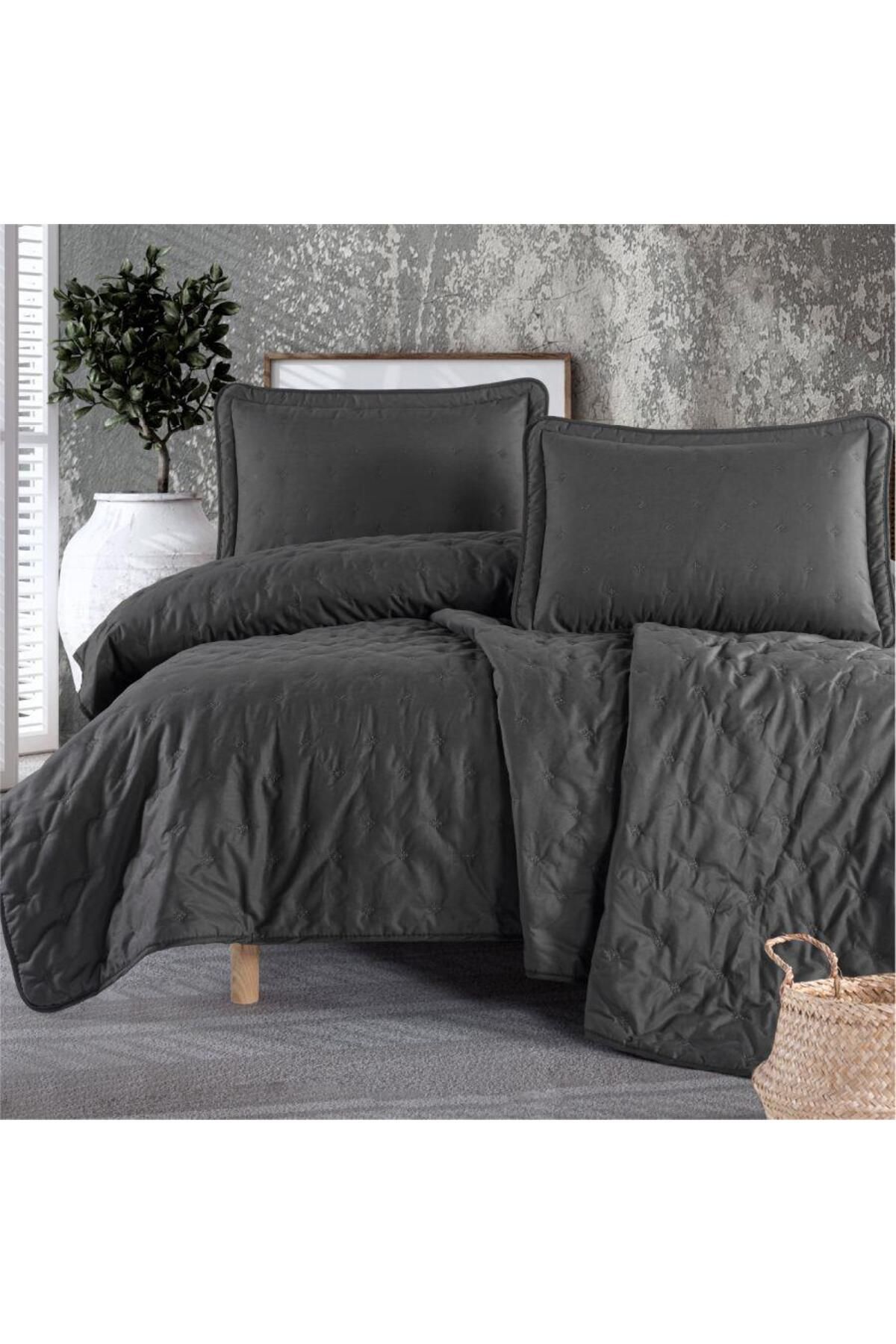 ROYAM Clasy Microfiber Nakışlı Çift Kişilik Yatak Örtüsü Seti Aspendos