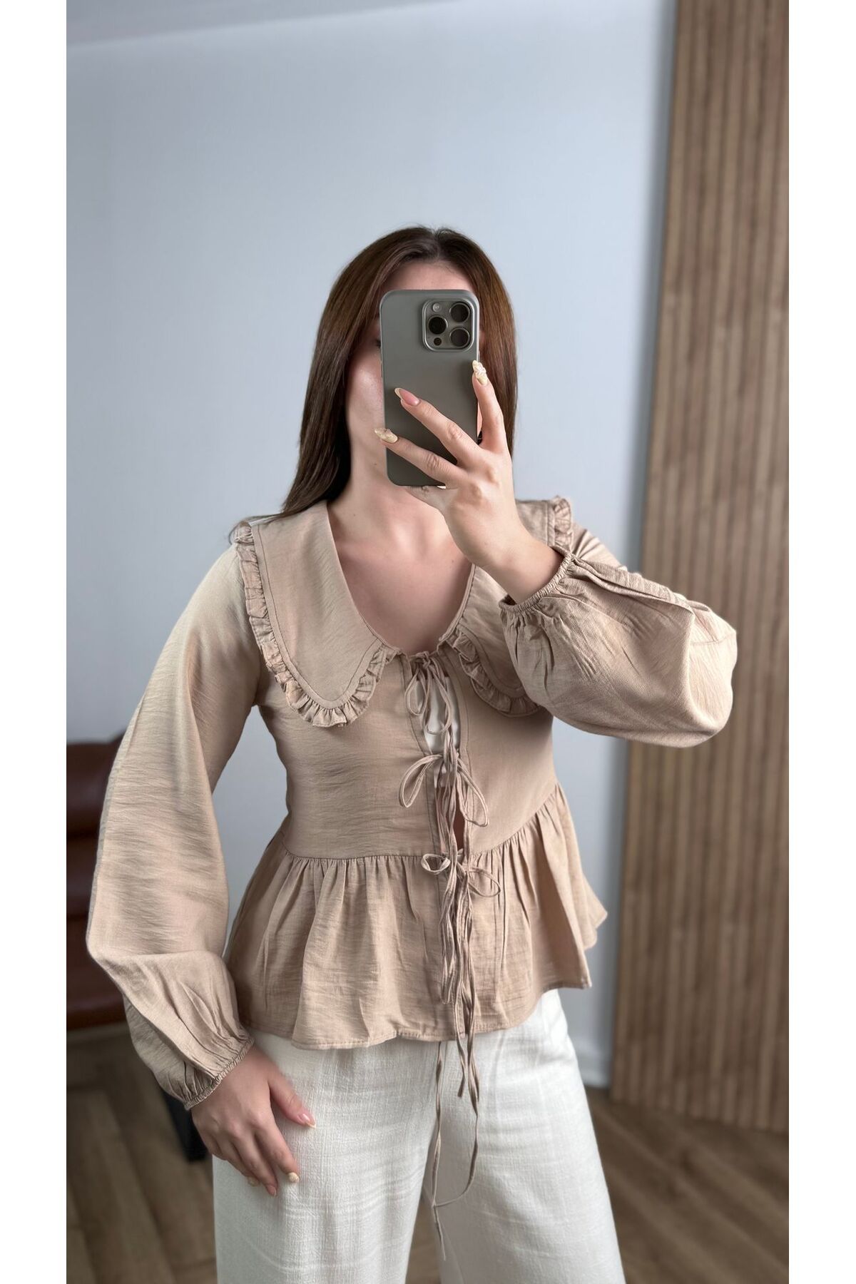 songül özdeş Yeni Sezon Bebe Yaka Bağlamalı Gömlek