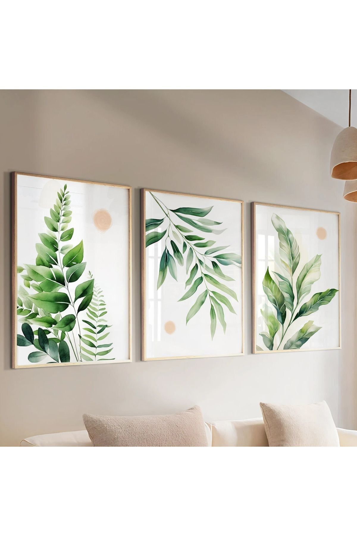 Dekorsiahome 3 Parça Ahşap Çerçeveli Oturma Odası Salon Mutfak Tablo Seti SET3180