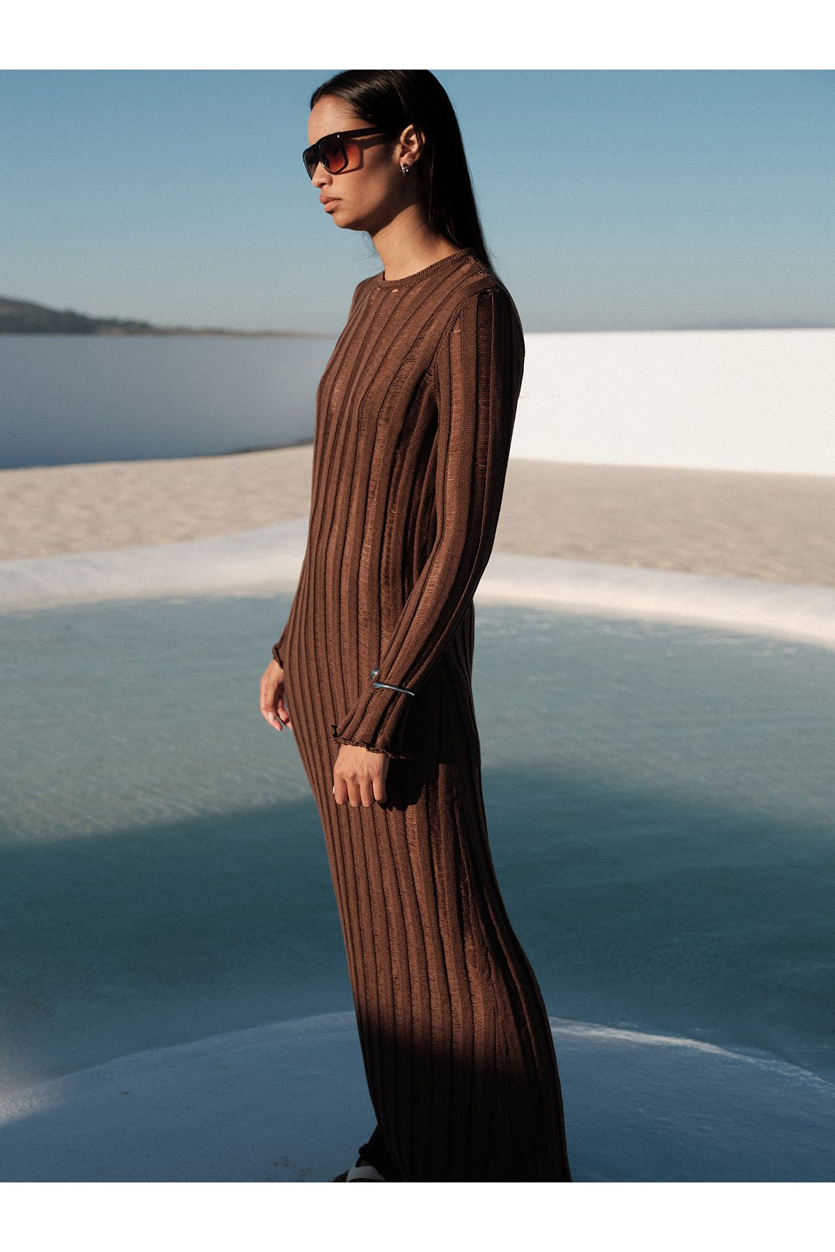 mathilda store Kadın Acı Kahve Bella Maxi Beachwear Elbise