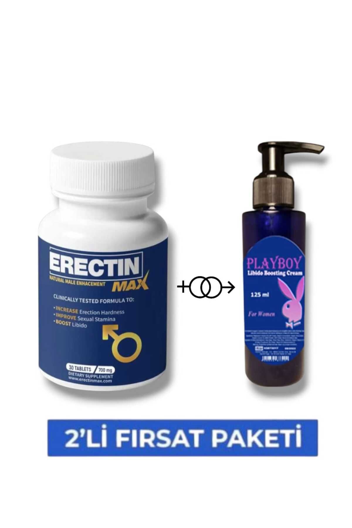 MEDİCREAM Erectin Max Pen1s Boyutlandırıcı Performans Takviyesi 30'lu + Playboy Libido Cream 125 ML