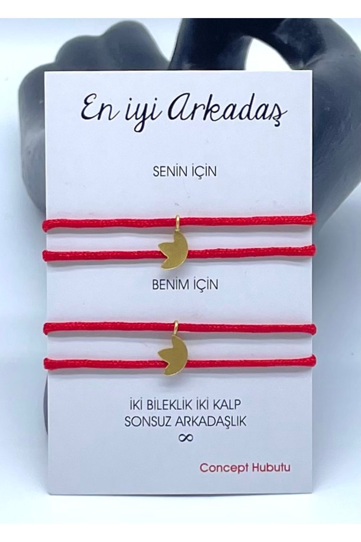 Concept HuBuTU Hediyelik Minimal Altın Kaplama Objeli En İyi Arkadaş Yazlık Kırmızı İp Halhal Seti ( 4 Adet)