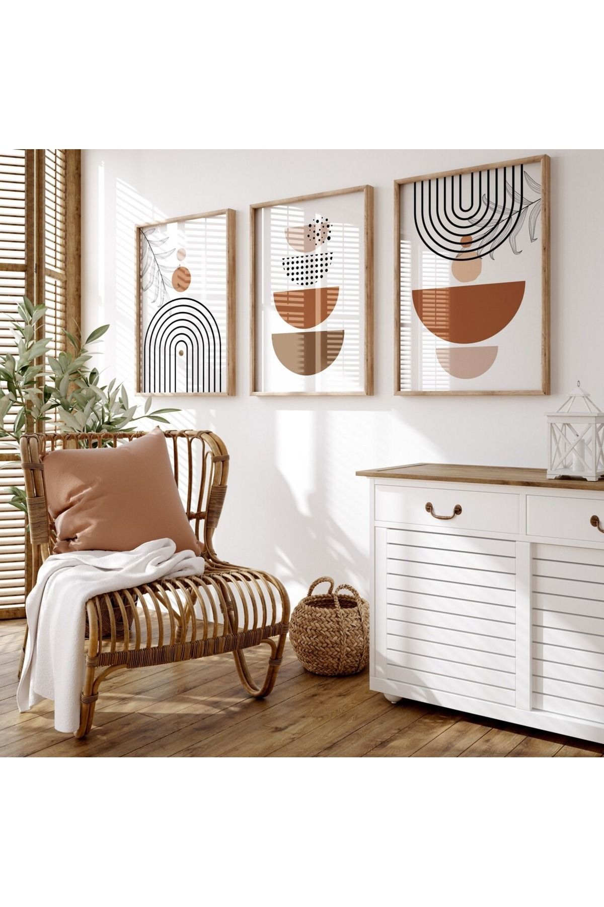 Dekorsiahome 3 Parça Ahşap Çerçeveli Oturma Odası Salon Mutfak Tablo Seti SET3197