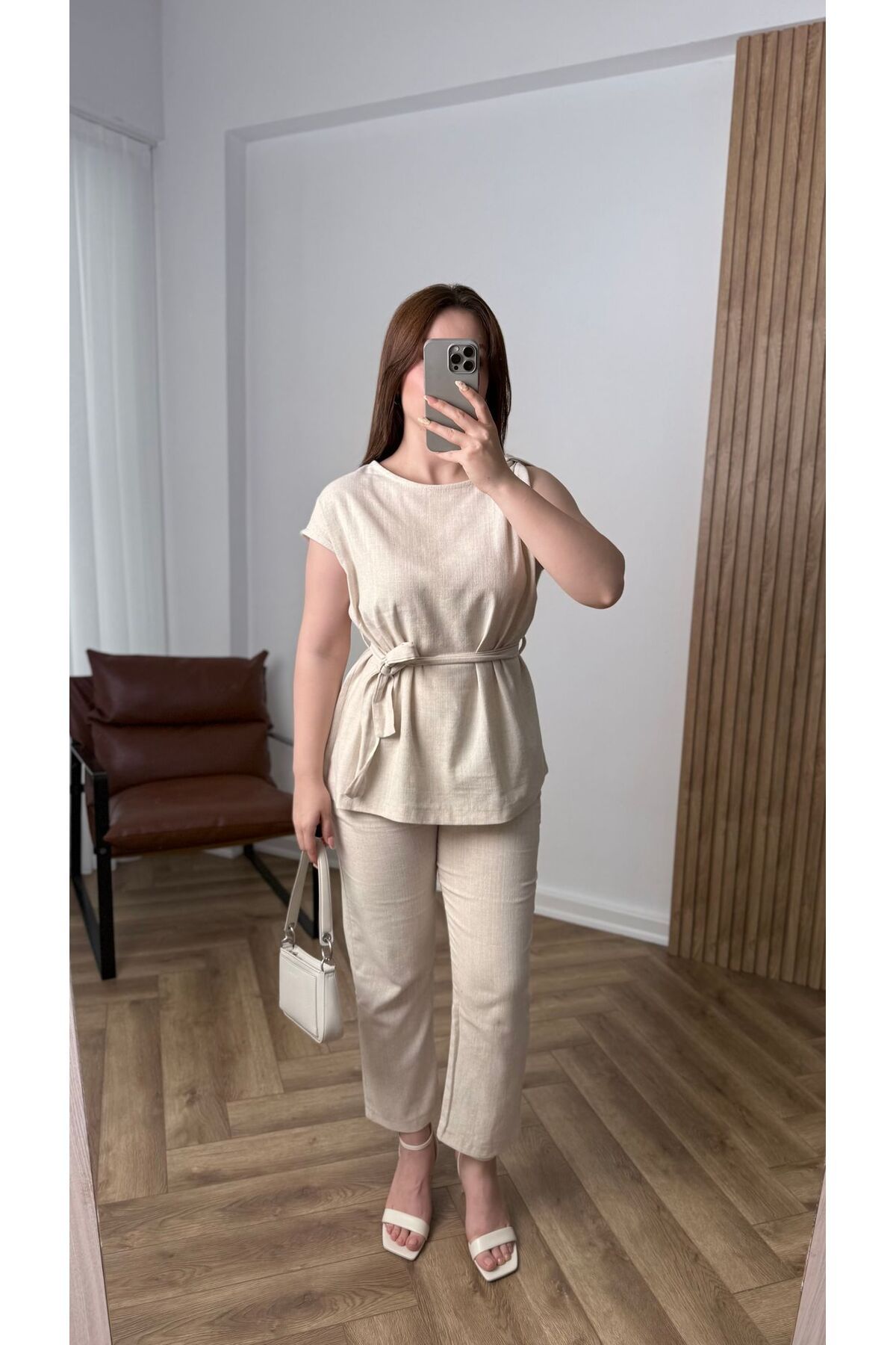 songül özdeş Yeni Sezon Premium Keten Bağlamalı Takım