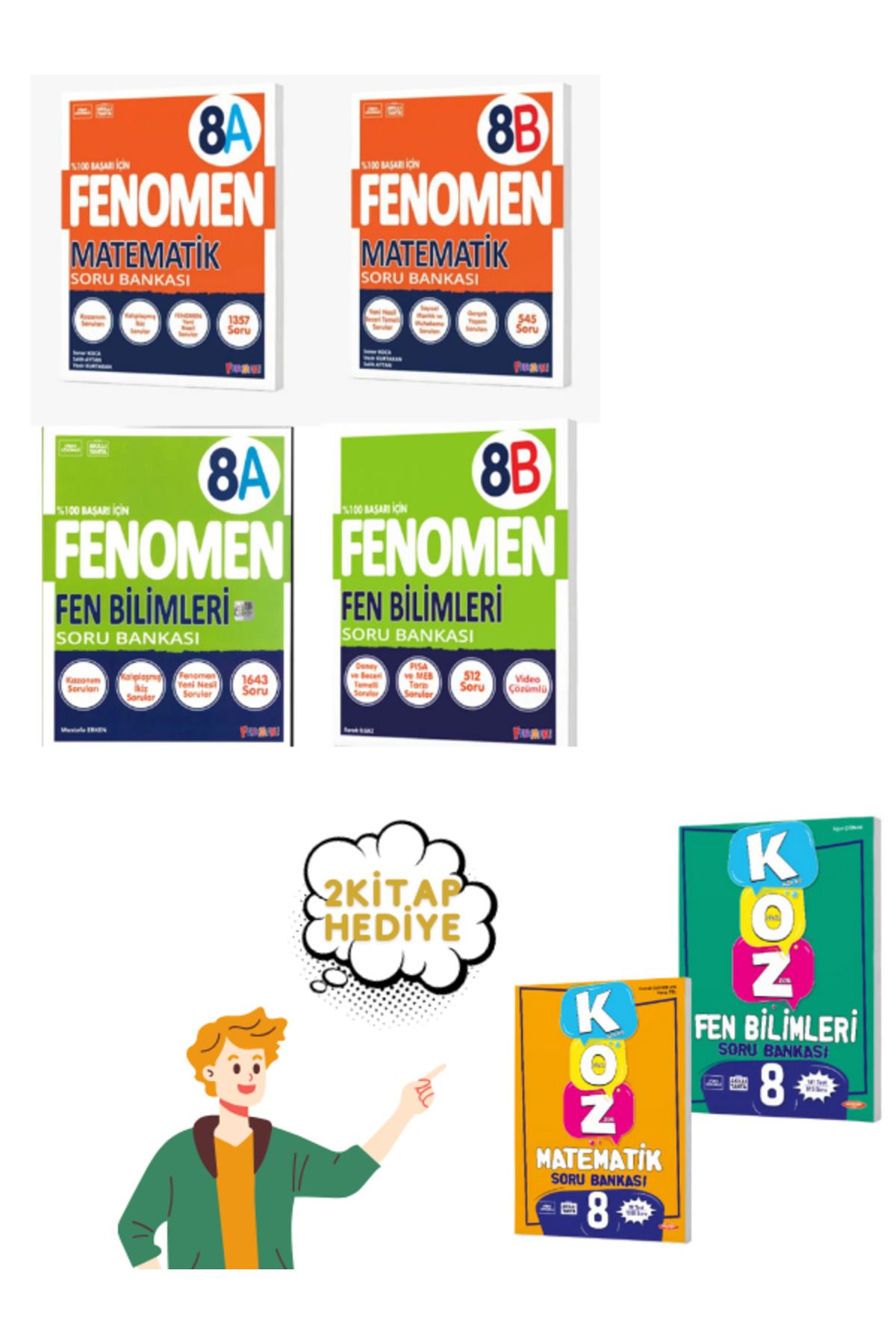 Fenomen Yayıncılık FENOMEN YAYINLARI 8.SINIF FEN BİLİMLERİ VE MATEMATİK A-B SORU BANKASI SETİ