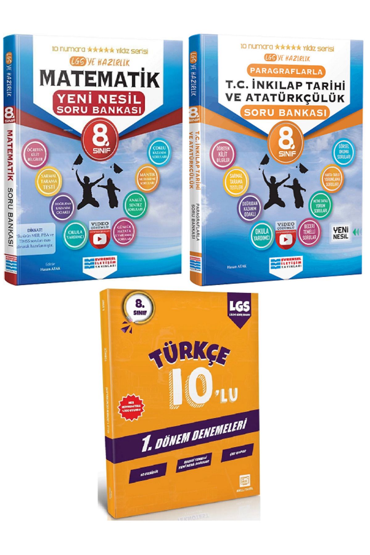Evrensel İletişim Yayınları 8.Sınıf Evrensel Matematik + İnkılap Soru Bankası + 8.Sınıf 10'Lu Türkçe Deneme HEDİYELİ - 3 KİTAP
