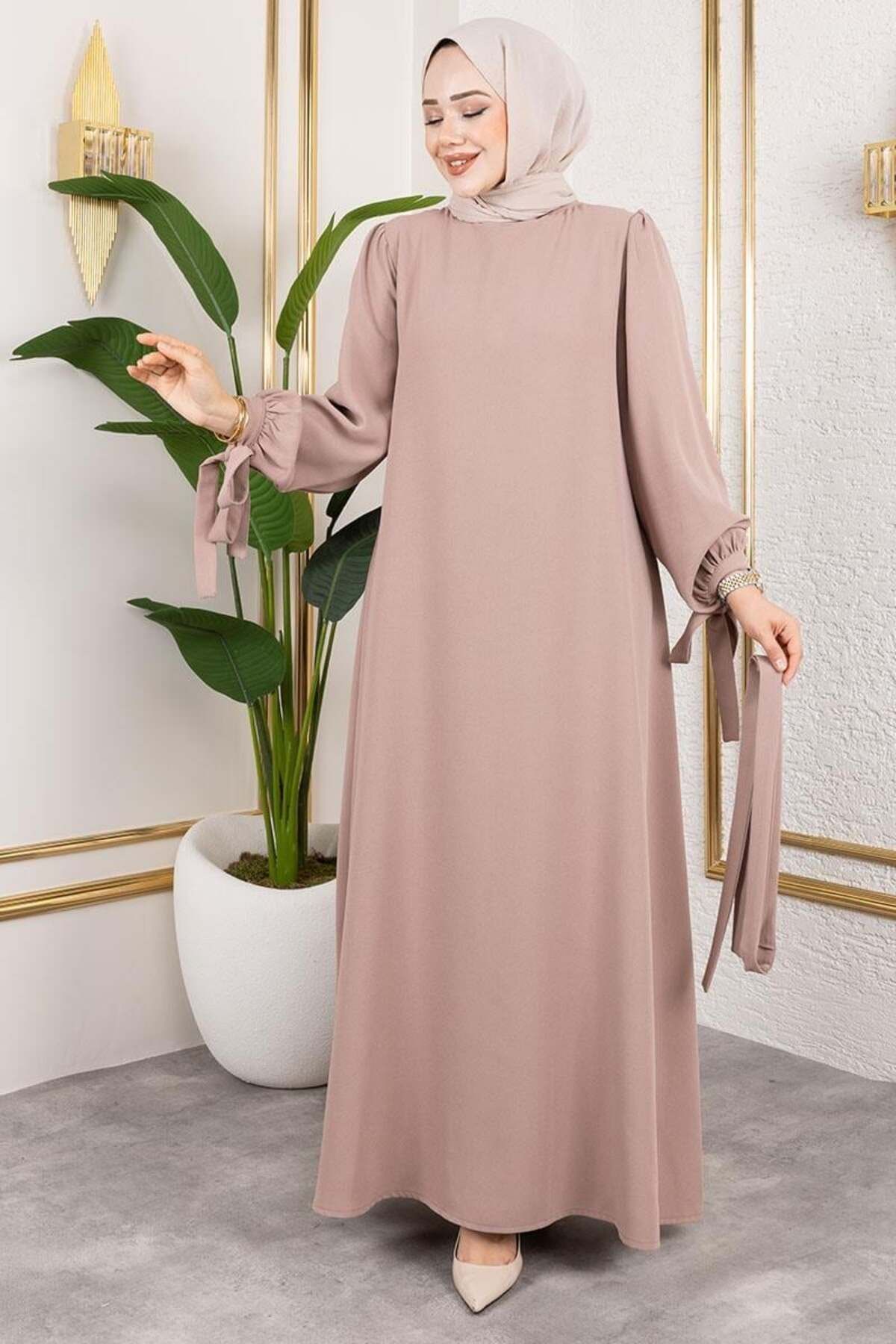 ORCHID Manşeti Bağcıklı Tesettür Elbise