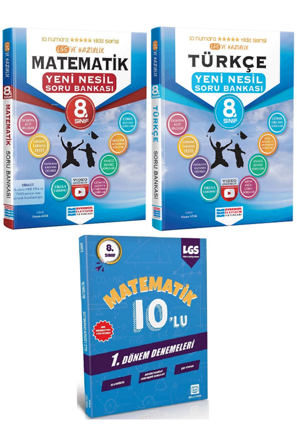Evrensel İletişim Yayınları 8.Sınıf Evrensel Matematik + Türkçe Soru Bankası + 8.Sınıf 10'Lu Matematik Deneme HEDİYELİ - 3 KİTAP