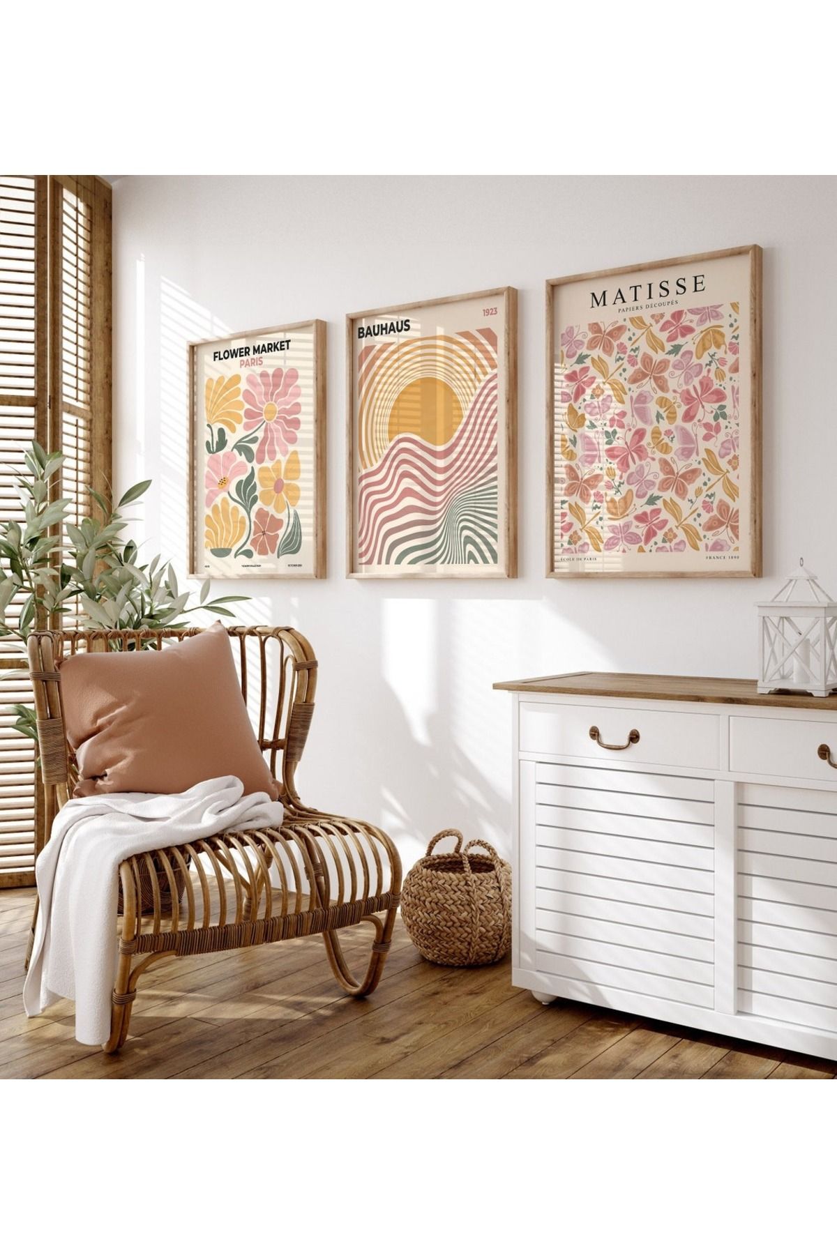 Dekorsiahome 3 Parça Ahşap Çerçeveli Oturma Odası Salon Mutfak Tablo Seti SET3228