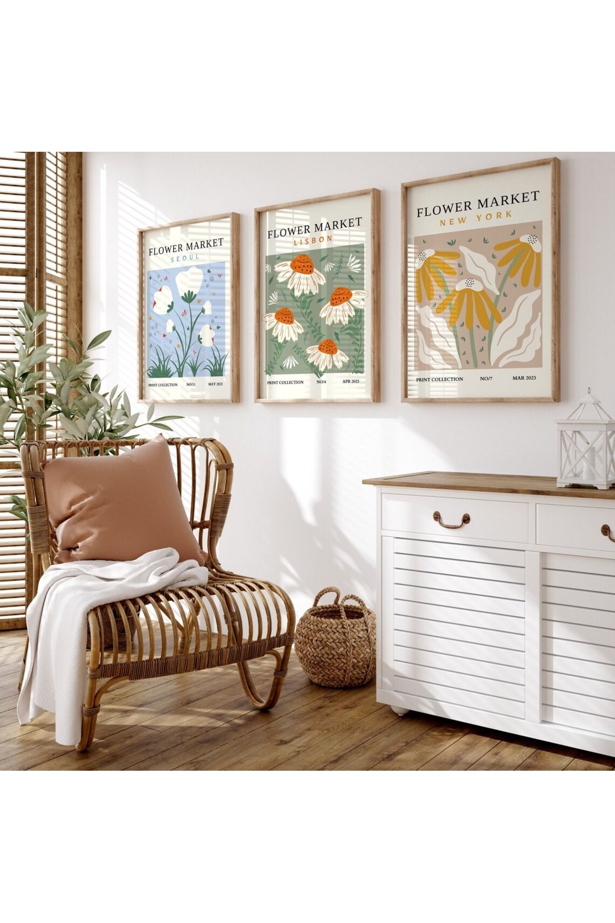 Dekorsiahome 3 Parça Ahşap Çerçeveli Oturma Odası Salon Mutfak Tablo Seti SET3198