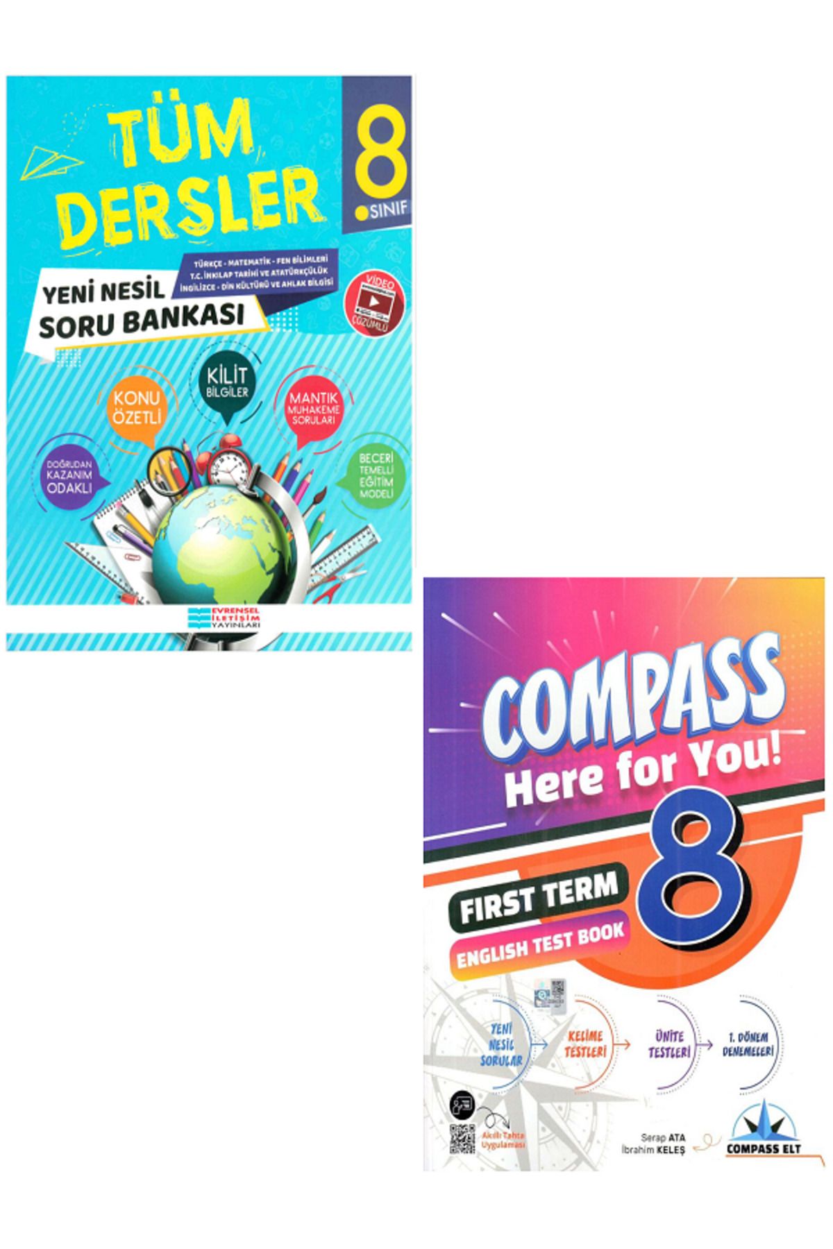 Evrensel İletişim Yayınları 8.Sınıf Evrensel Tüm Dersler Soru Bankası + 8.Sınıf COMPASS İngilizce Test Book HEDİYELİ