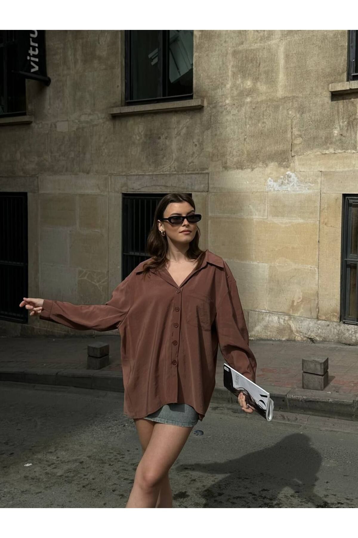 VOLT CLOTHİNG Kadın Oversize Modal Gömlek