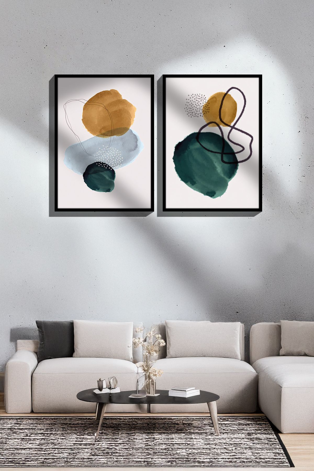 Artavessa 2 Parça Gerçek Siyah Renkli Çerçeveli Tablo Seti - Model 7