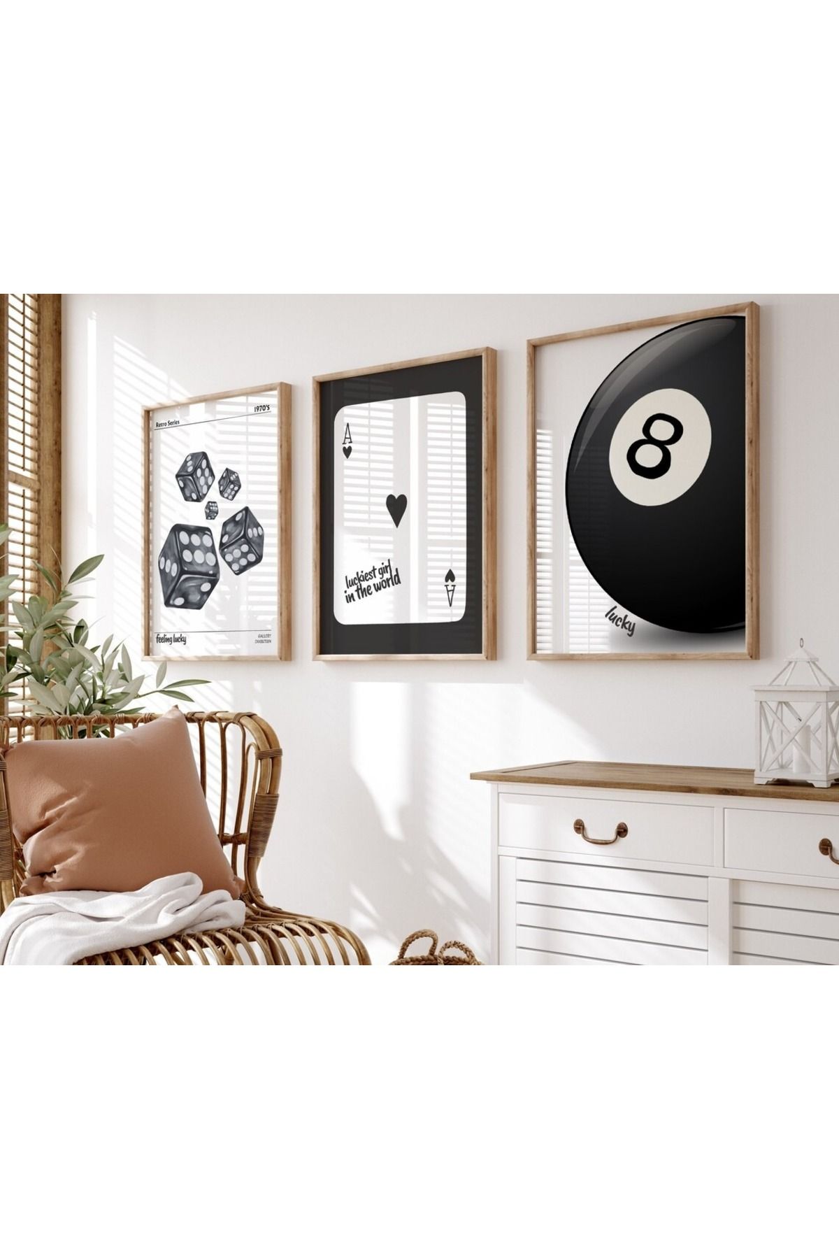 Dekorsiahome 3 Parça Ahşap Çerçeveli Oturma Odası Salon Mutfak Tablo Seti SET3219
