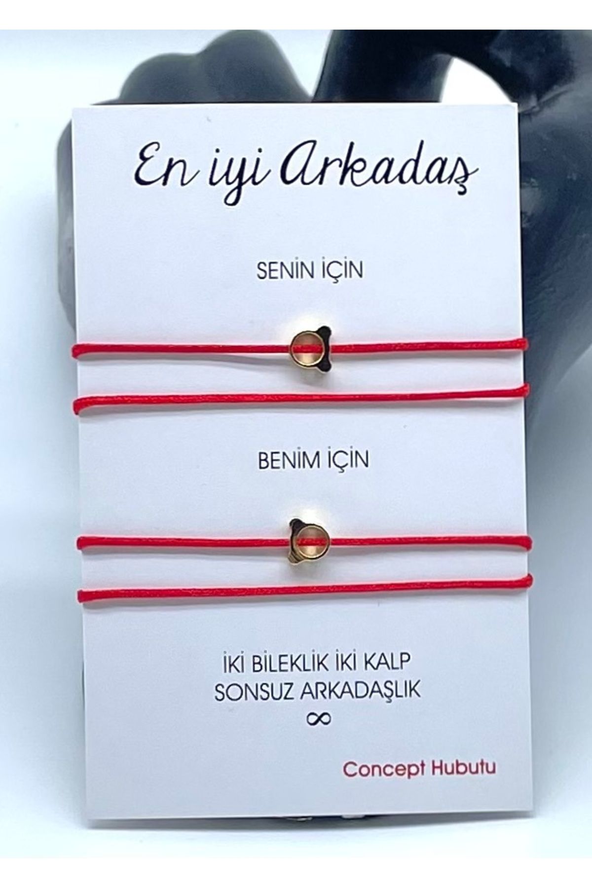 Concept HuBuTU Hediyelik Minimal Altın Kaplama Objeli En İyi Arkadaş Yazlık Kırmızı İp Halhal Seti ( 4 Adet)