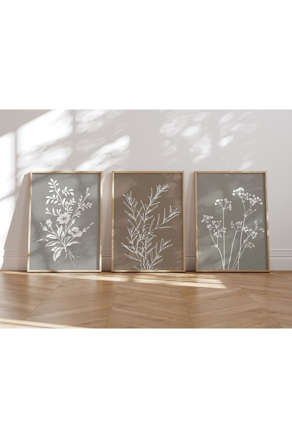 Dekorsiahome 3 Parça Ahşap Çerçeveli Oturma Odası Salon Mutfak Tablo Seti SET3192