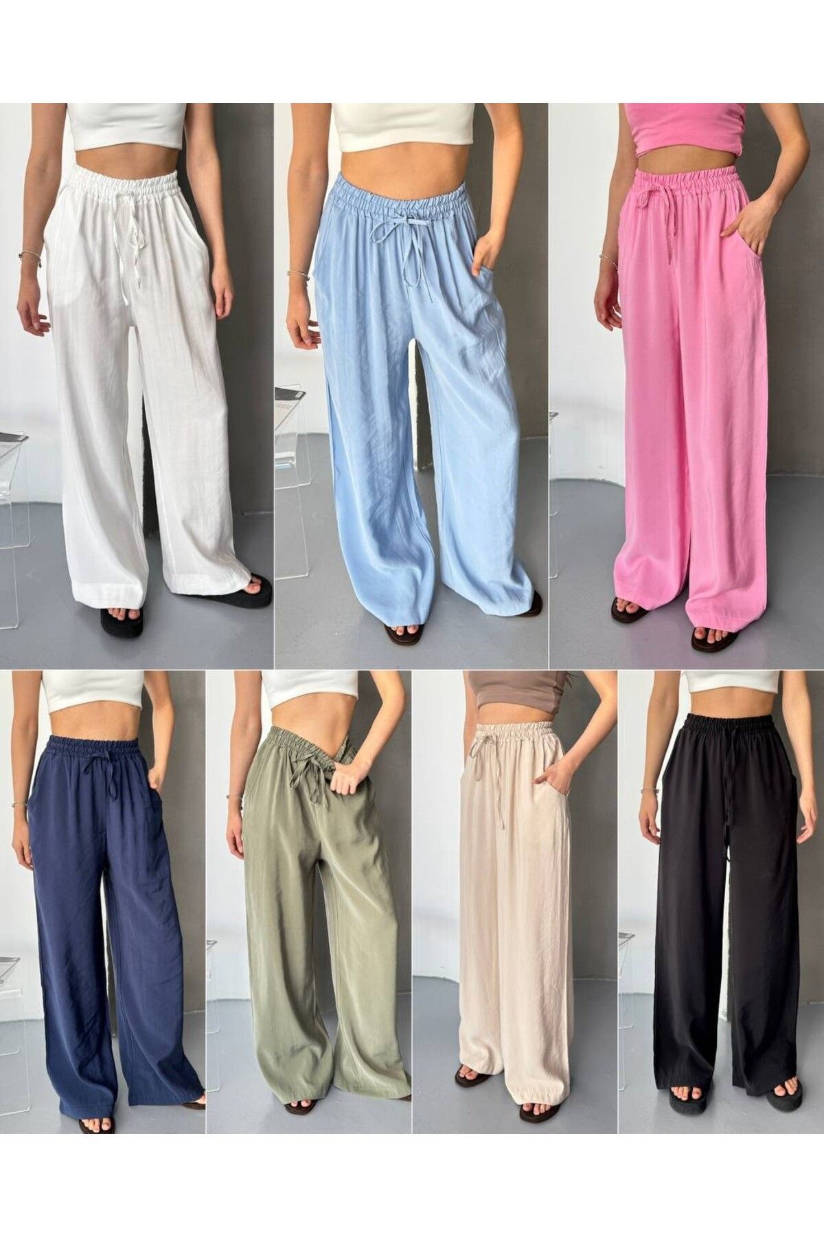 soBasic-Pantaloni largi în amestec Tncel 2