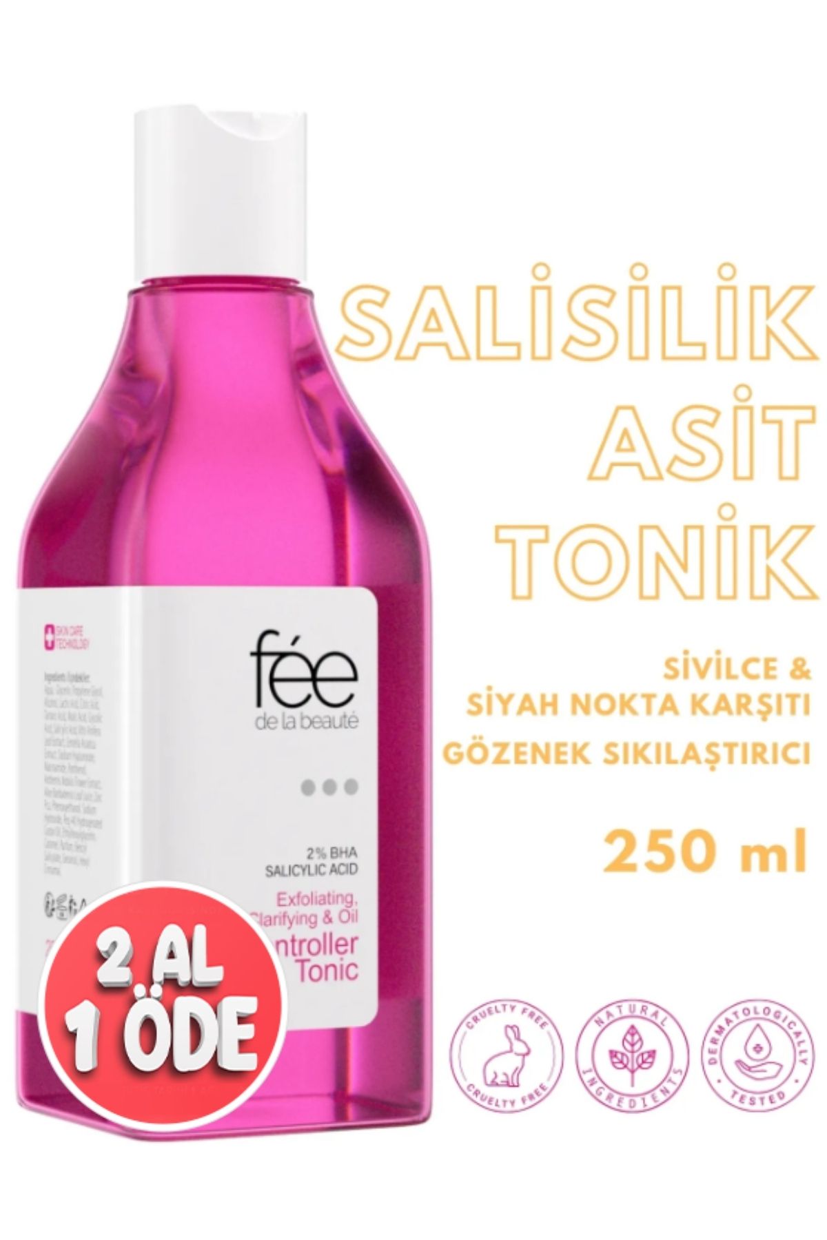 Gözenek Sıkılaştırıcı Sivilce Karşıtı Arındırıcı Salisilik Asit Tonik(%2 Bha&salicylic Asid ) 250ml