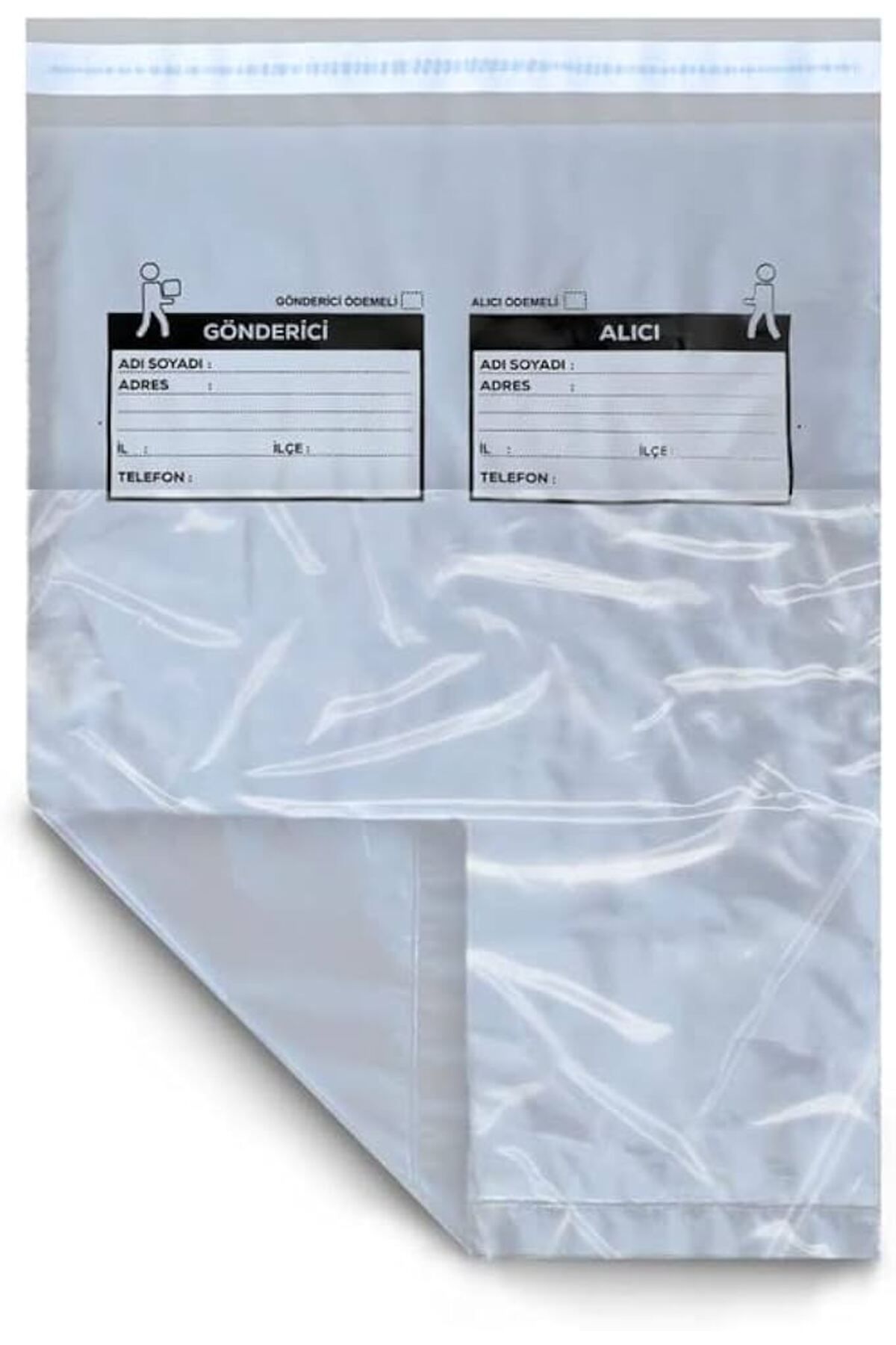 ALMİNA Battal Boy Cepli Kargo Poşeti 45x55+5 cm - 200 Adet
