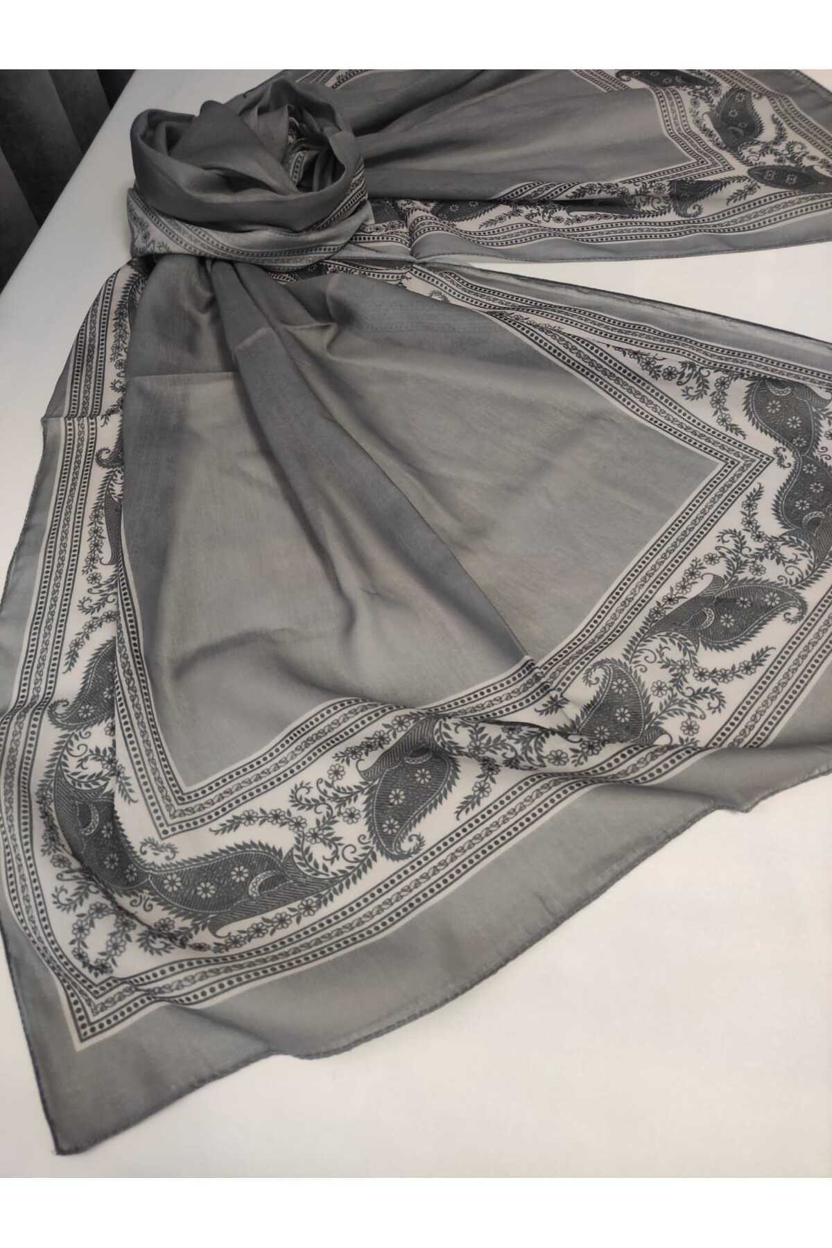 ALTUNTAŞ-Women's Cotton Ethnic Patterned Shawl with Leaf Motif on the Empty Edge 4