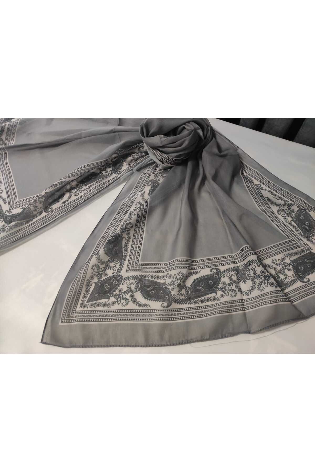 ALTUNTAŞ-Women's Cotton Ethnic Patterned Shawl with Leaf Motif on the Empty Edge 2
