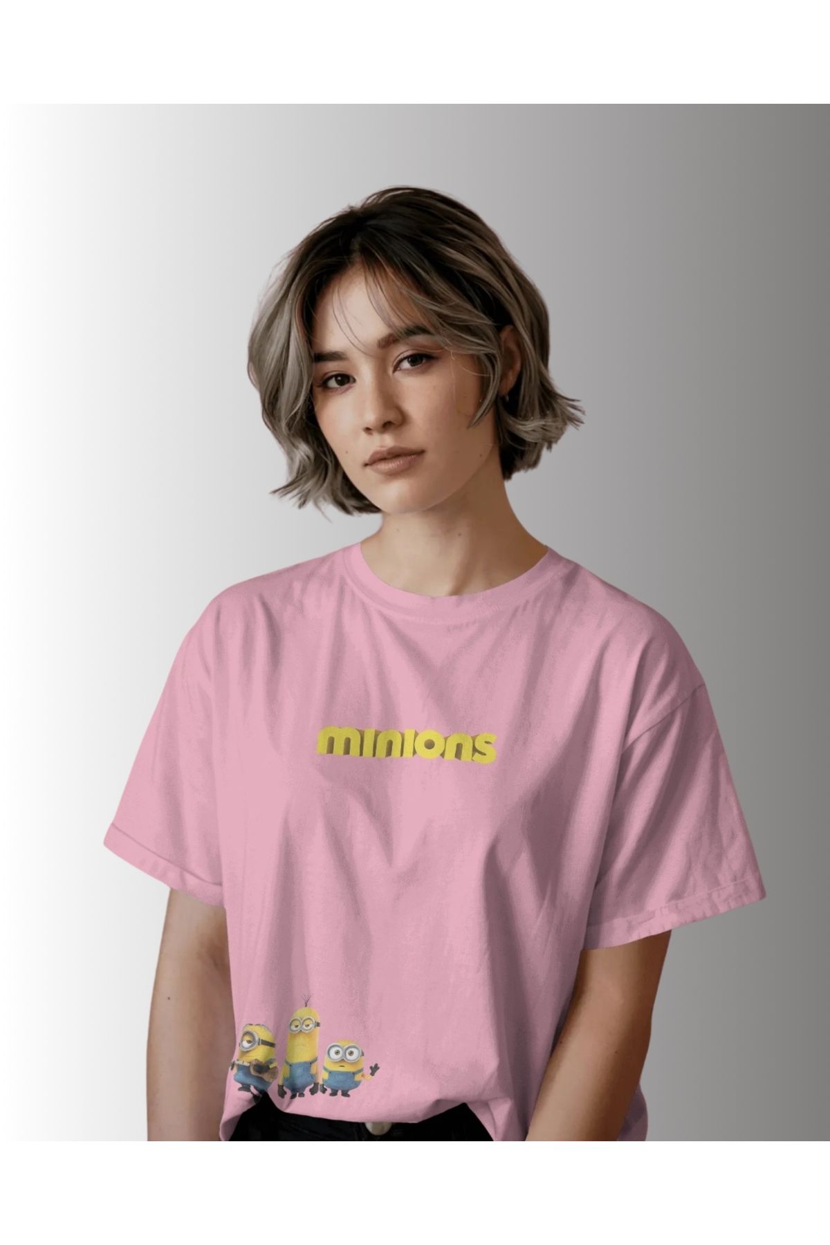 Mollis Minions Kadın Baskılı Oversize T-Shirt