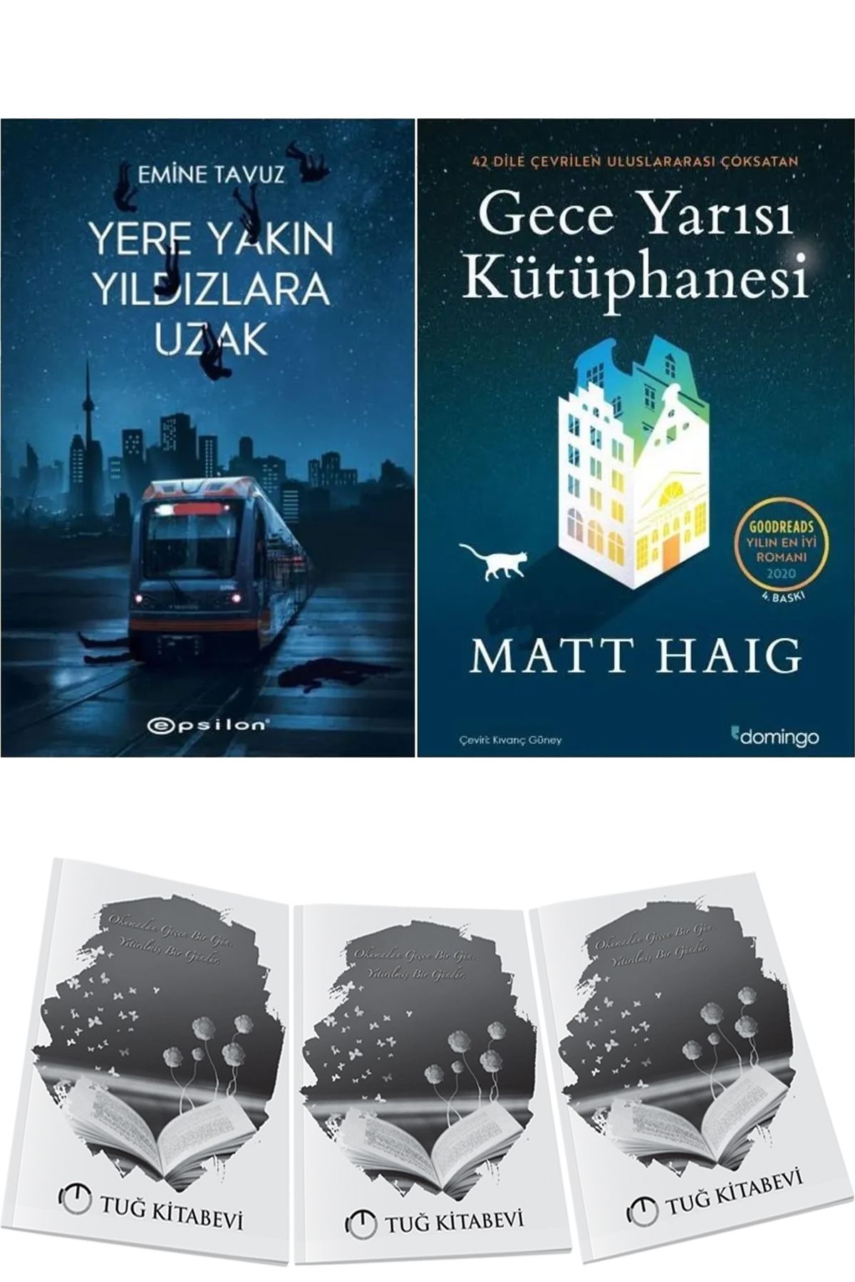 Epsilon Yayınevi Yere Yakın Yıldızlara Uzak + Gece Yarısı Kütüphanesi (2 Kitap) + Hediyeli