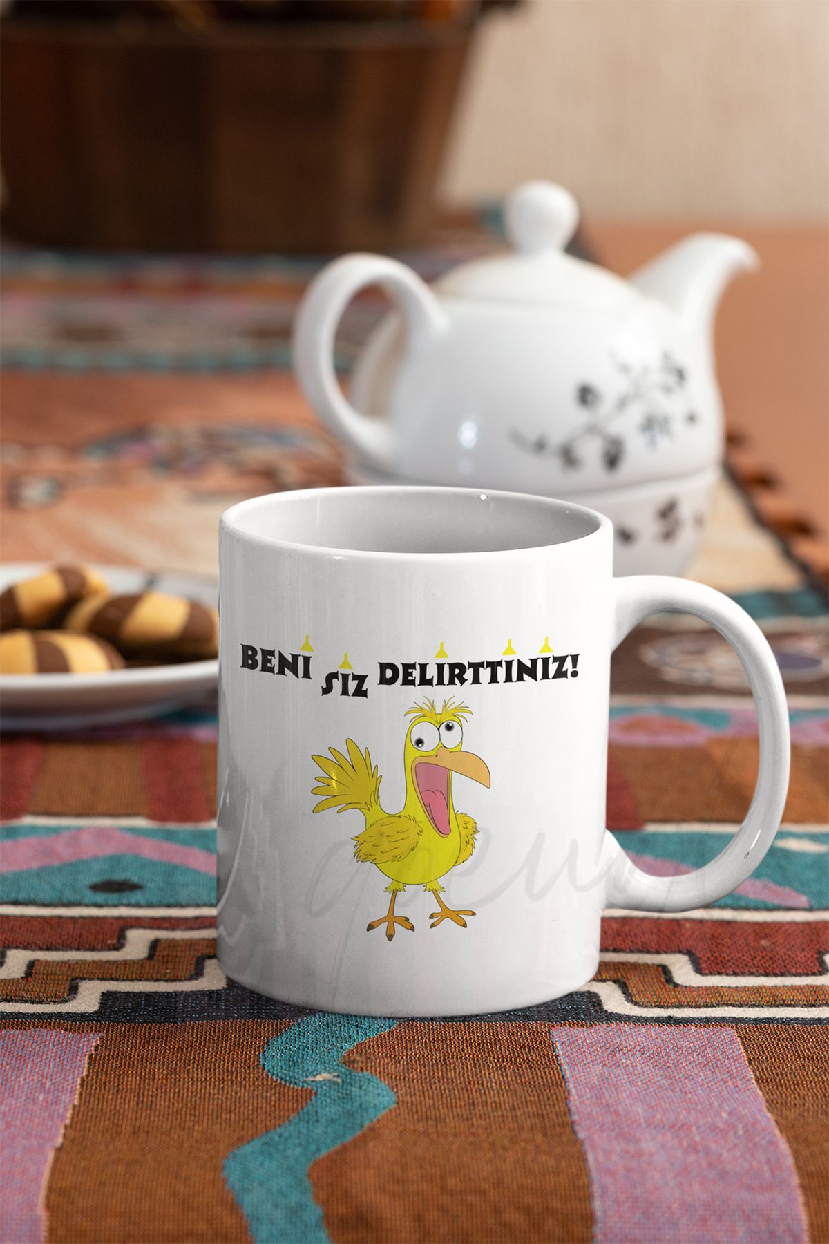qoeuyl boutique Beni Siz Delirttiniz Baskılı Komik Hediyelik Beyaz Kupa Bardak