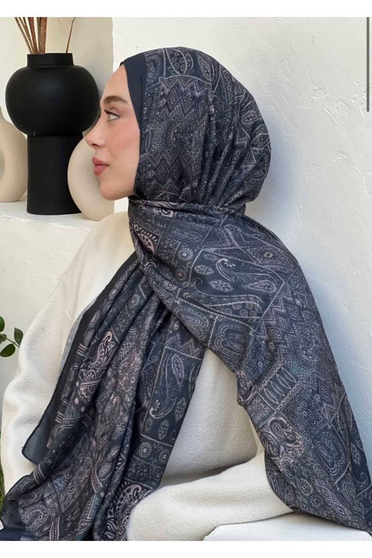 Modakaşmir Sienna model füme toz pembe Soft şal