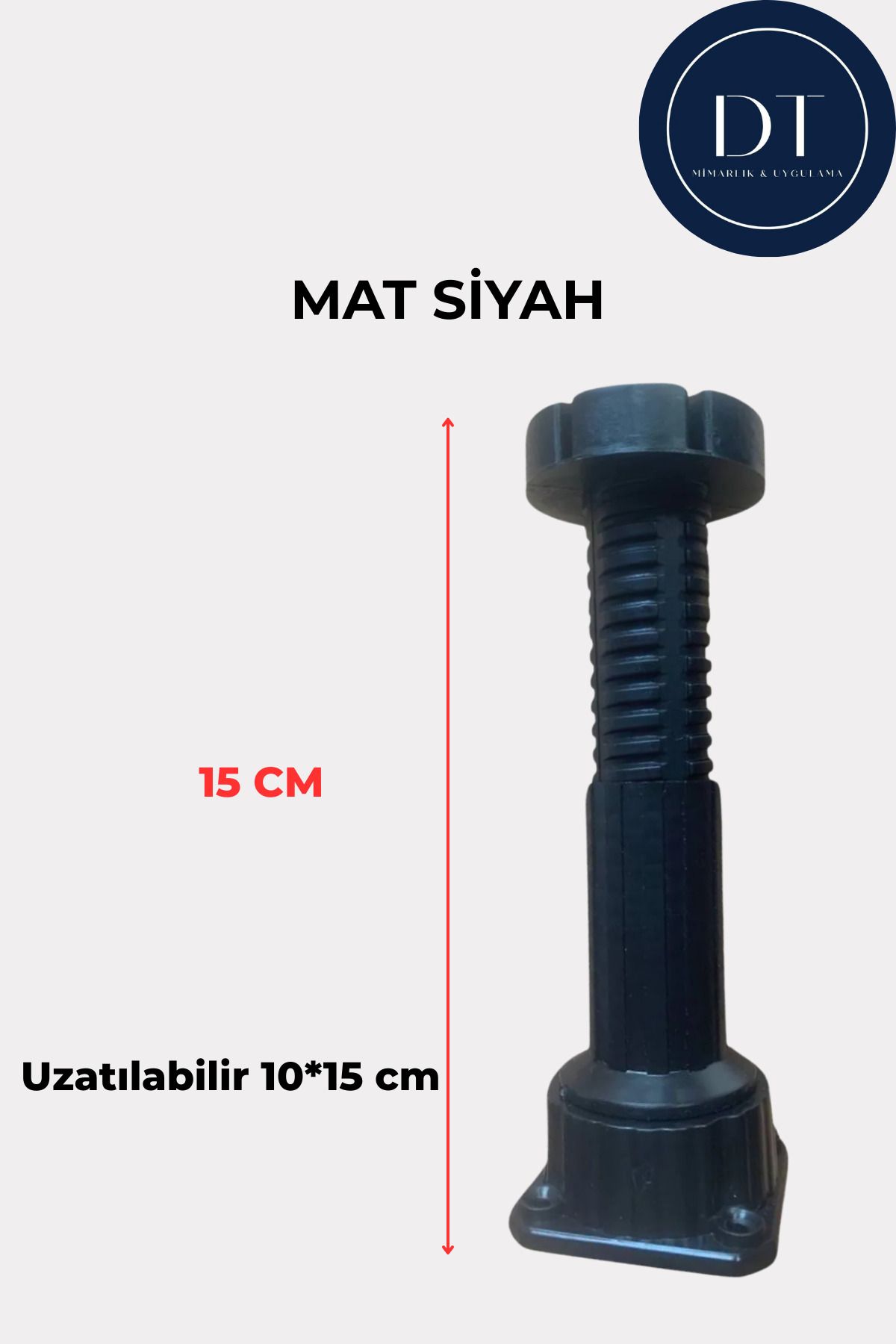 DT MİMARLIK VE UYGULAMA Ayarlanabilir 10*15cm Siyah Dolap Mobilya Mutfak Baza Tezgah Yükseltici Ayağı Denge Ayakları(4 Adet)