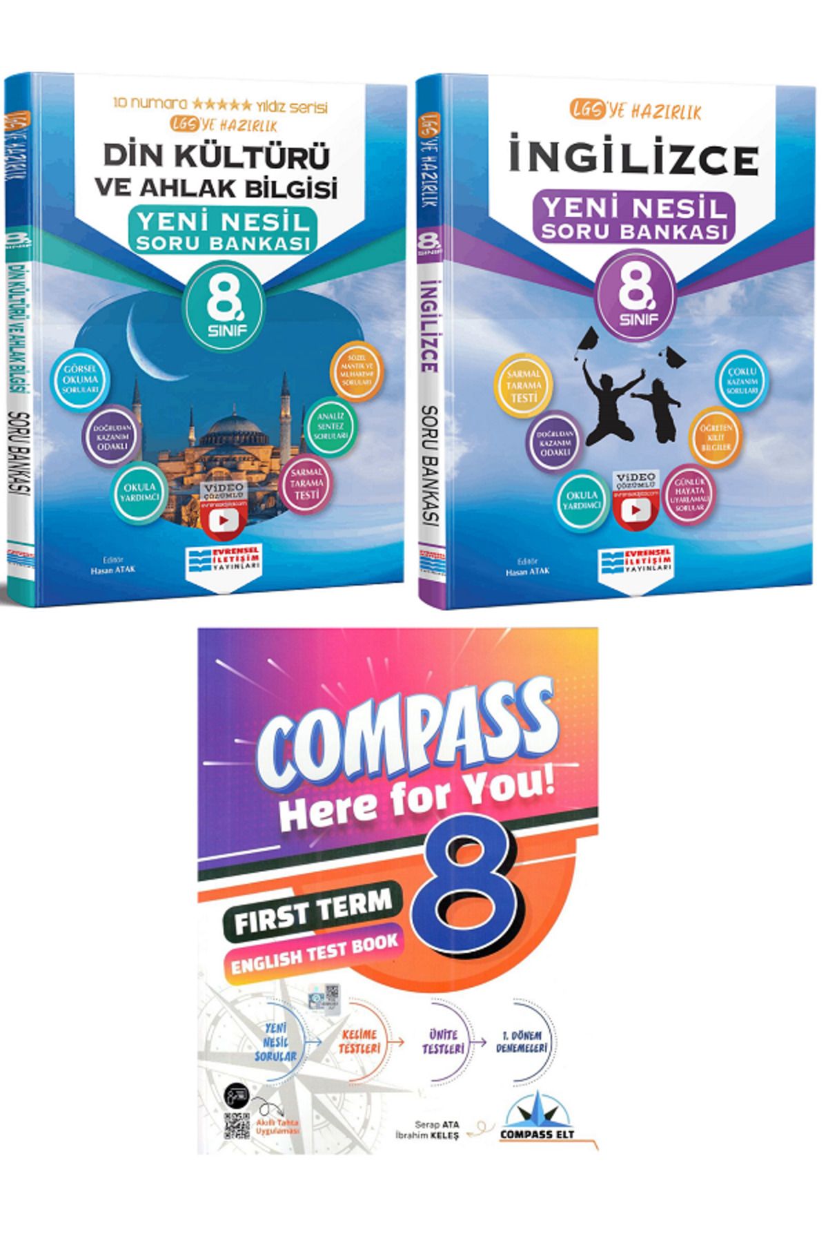 Evrensel İletişim Yayınları 8.Sınıf Evrensel Din Kültürü + İngilizce Soru Bankası + COMPASS İngilizce Test Book HEDİYELİ -3KİTAP