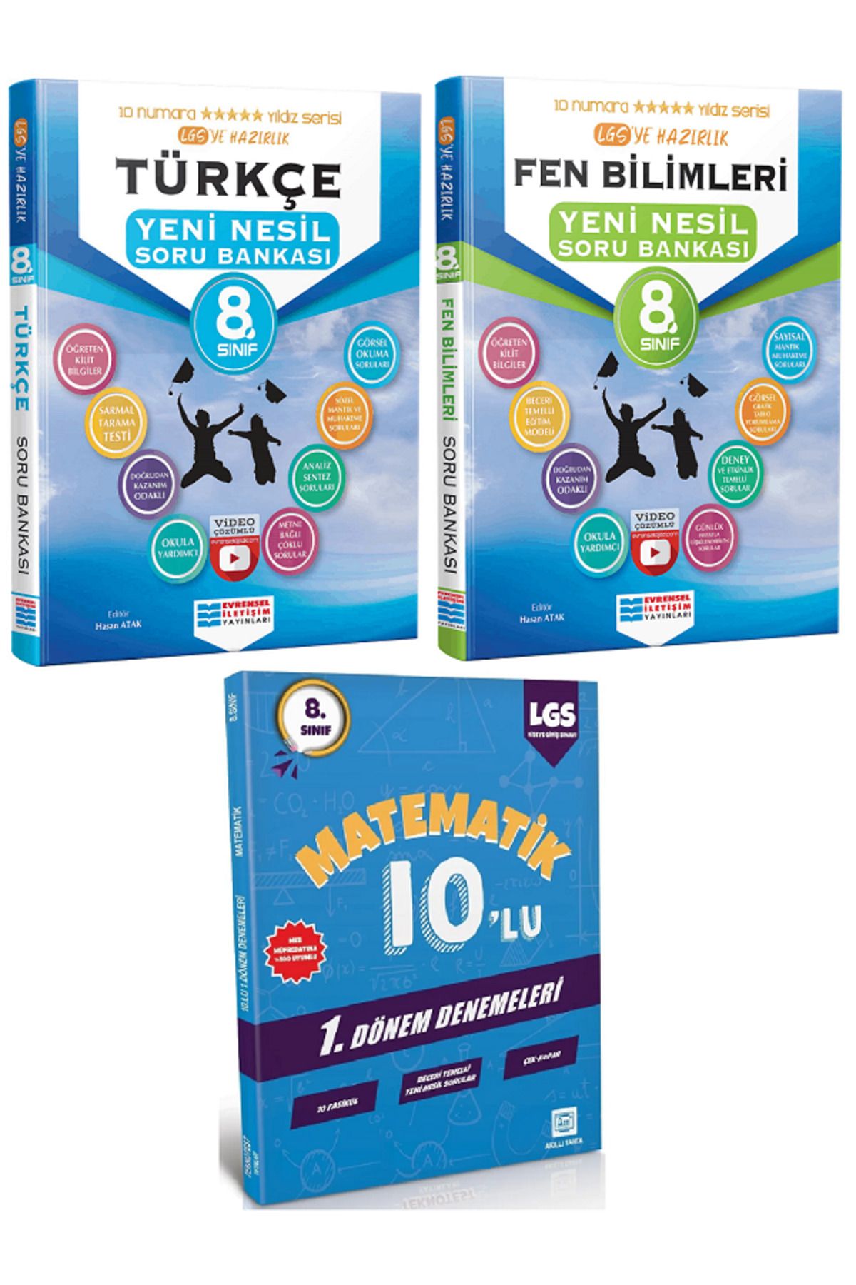 Evrensel İletişim Yayınları 8.Sınıf Evrensel Türkçe + Fen Bilimleri Soru Bankası + 10'Lu Matematik Deneme HEDİYELİ - 3 KİTAP