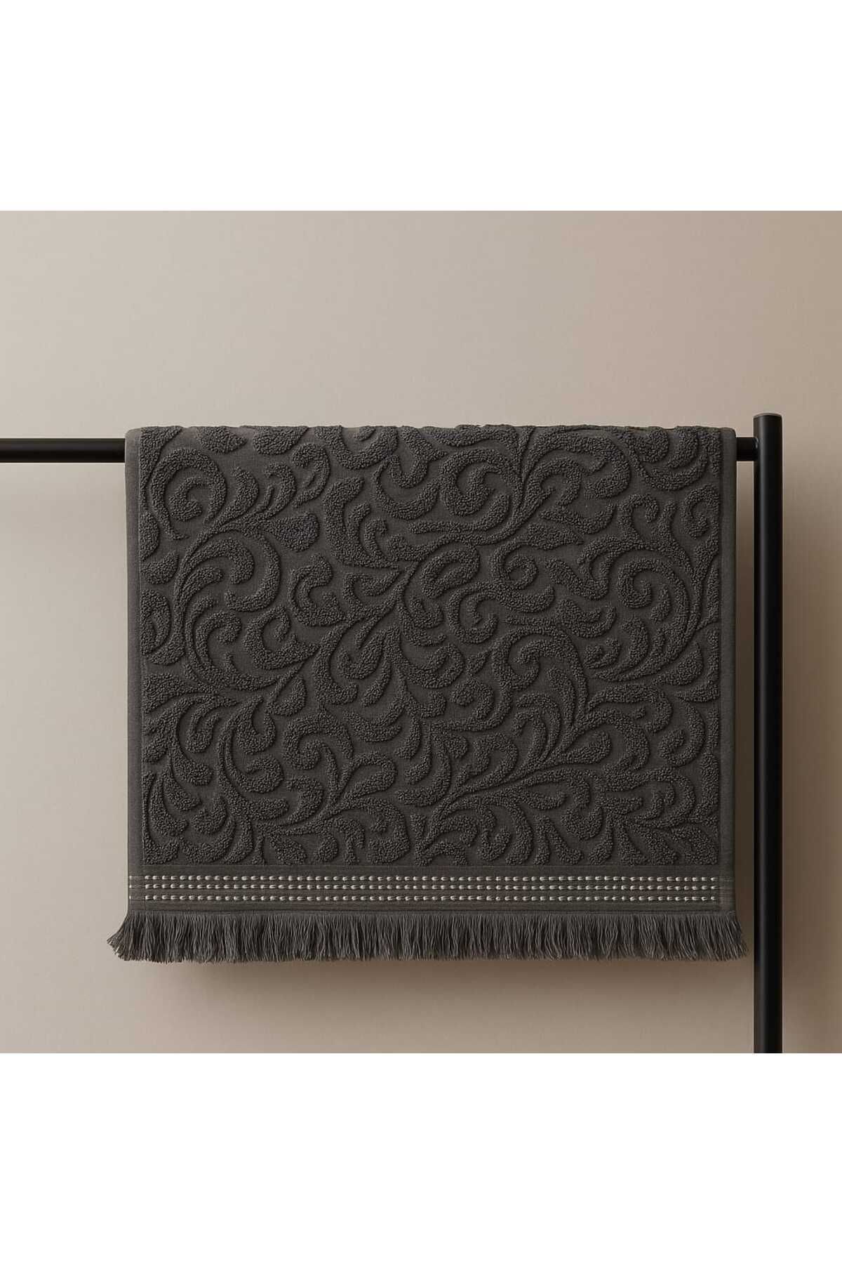 HB TEKSTİL 100 % PAMUK JAKARLI LÜX BANYO HAVLUSU 50X90 2Lİ (2 ADET)