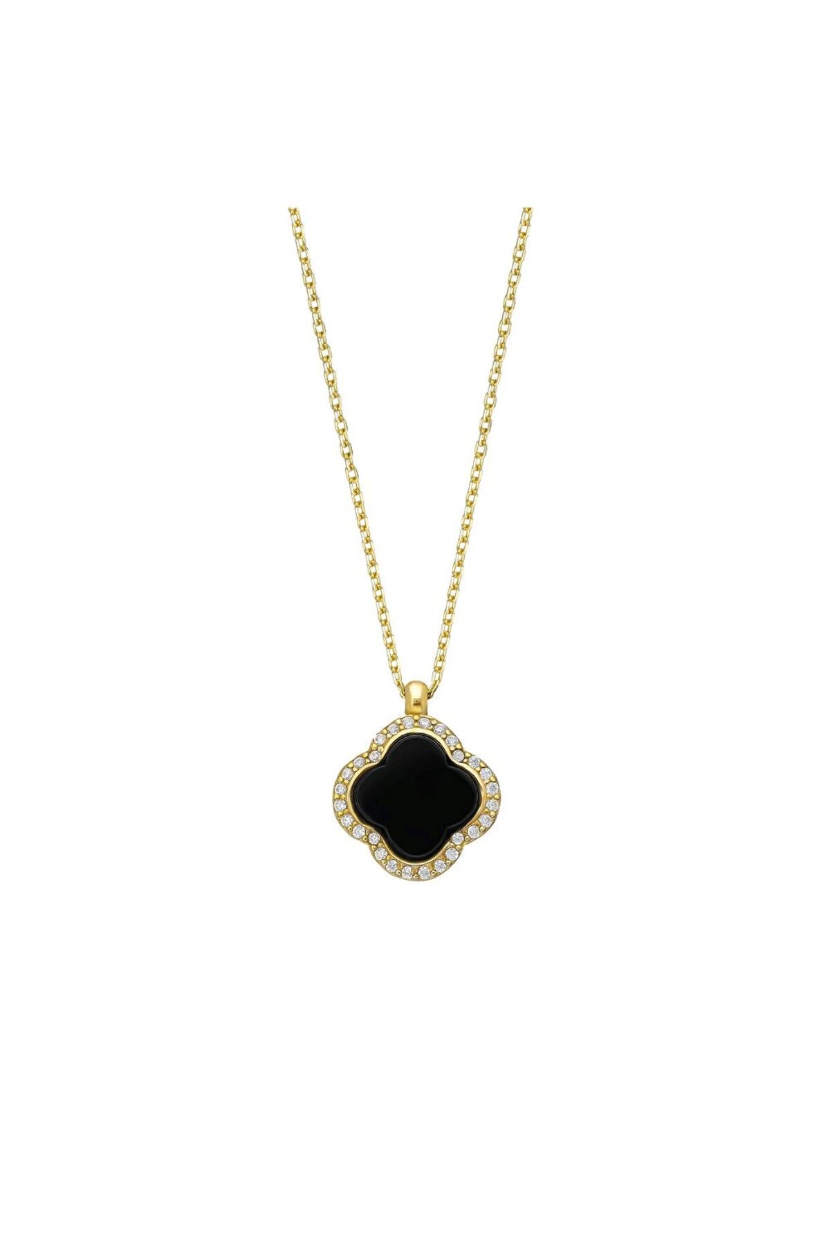 beonejewelry ZİRKON TAŞLI SİYAH OPAL KOLYE | 925 GÜMÜŞ