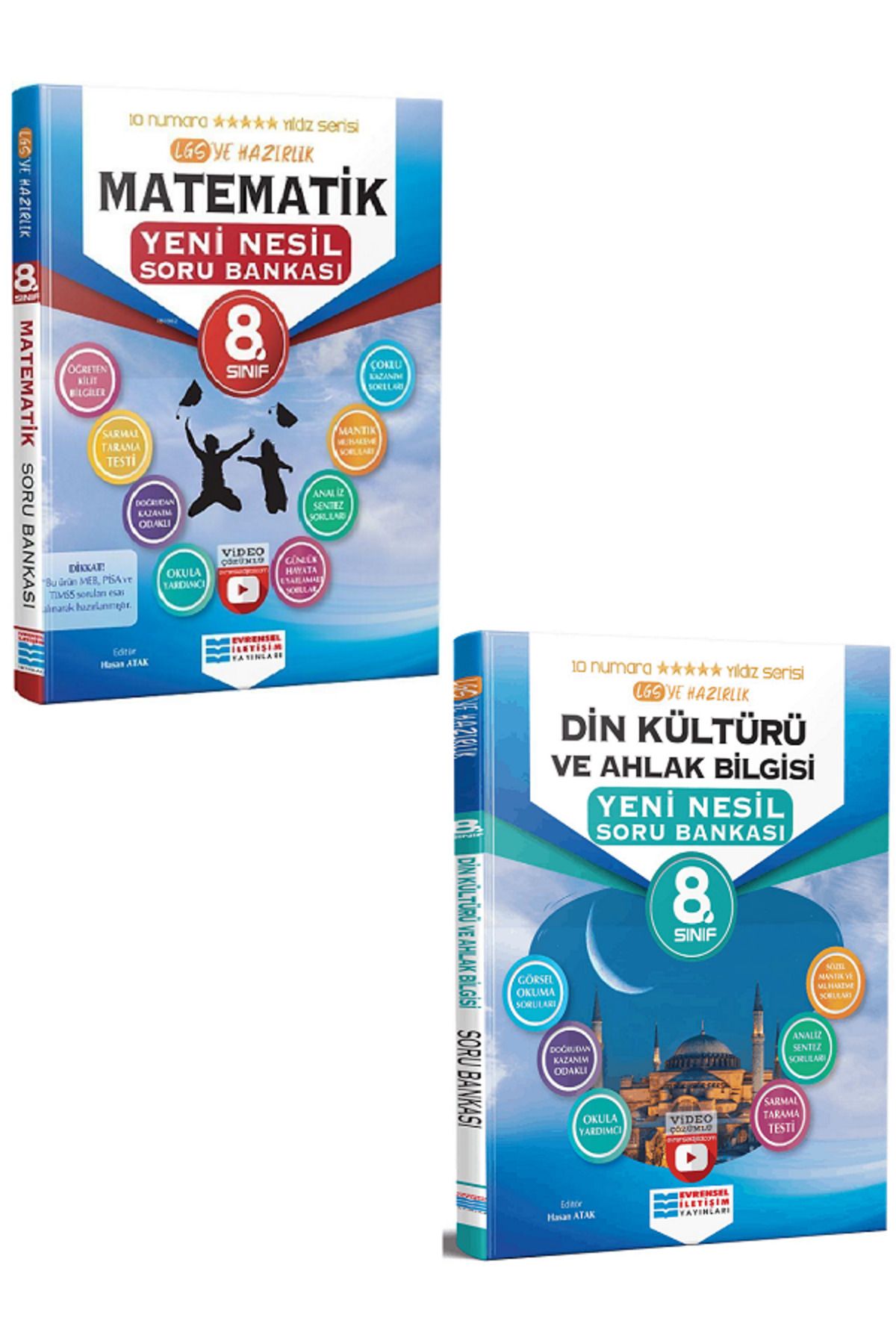 Evrensel İletişim Yayınları 8.Sınıf Evrensel İletişim Matematik + Din Kültürü Soru Bankaları / Öğreten Kilit Bilgiler - 2 KİTAP