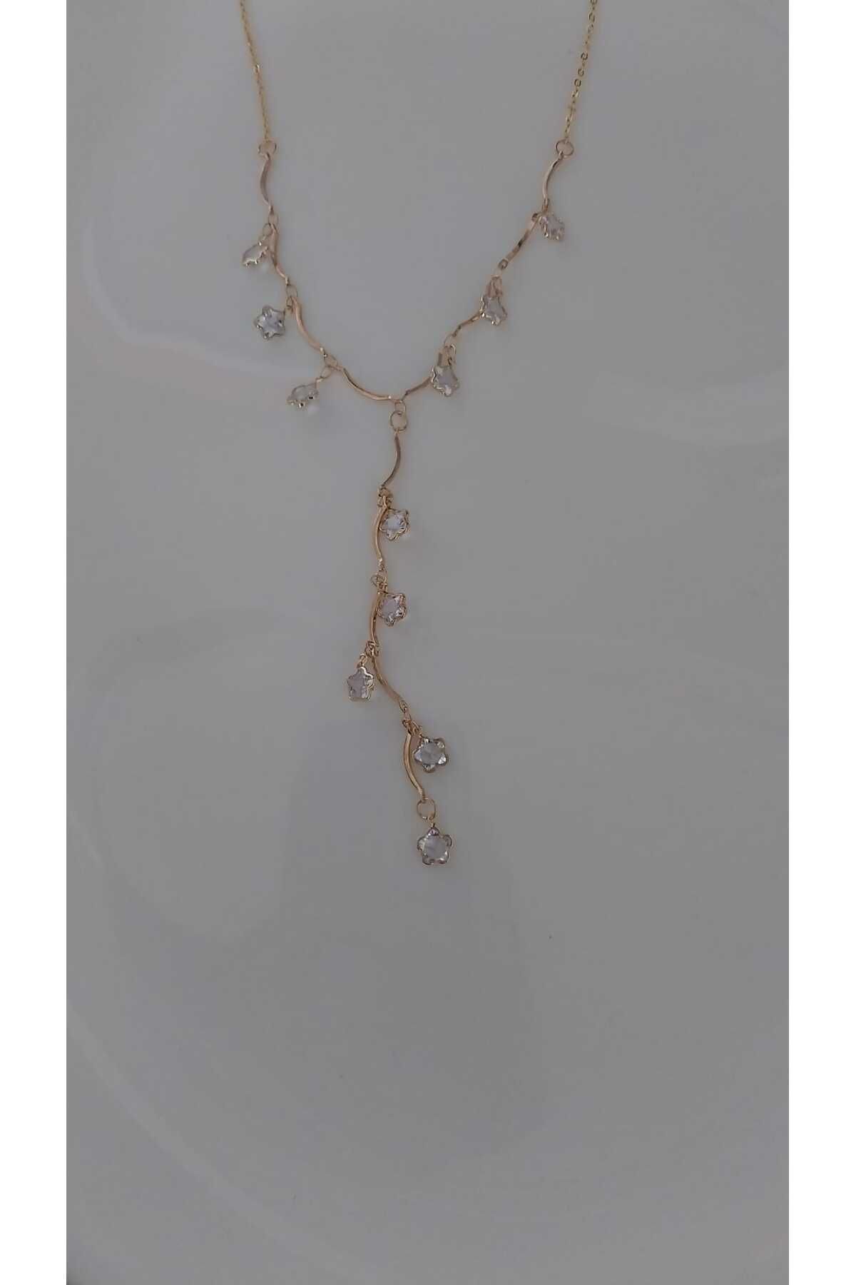 BESMYAR JEWELS Çiçek Taşlı Y kolye