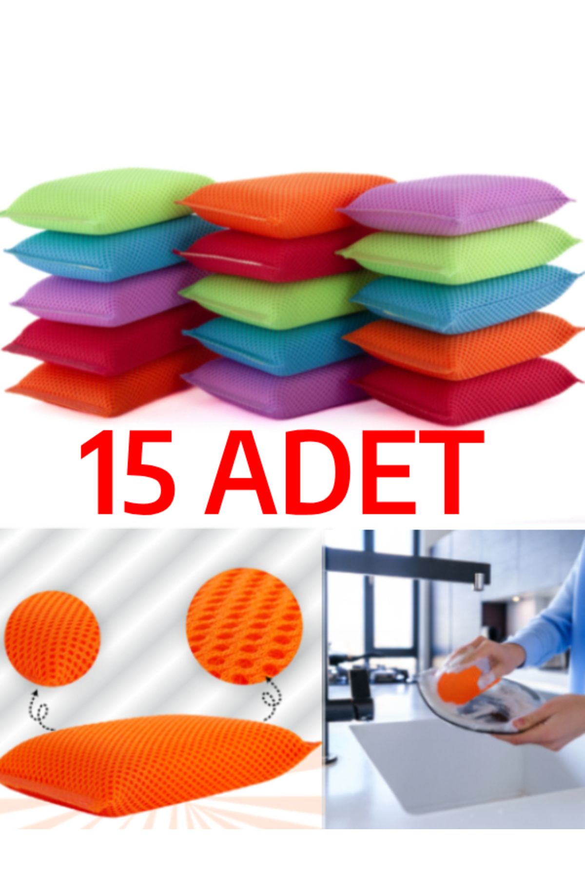 nistabolje 15 Adet Petek Dokulu Bulaşık Süngeri Sihirli Pratik Sünger