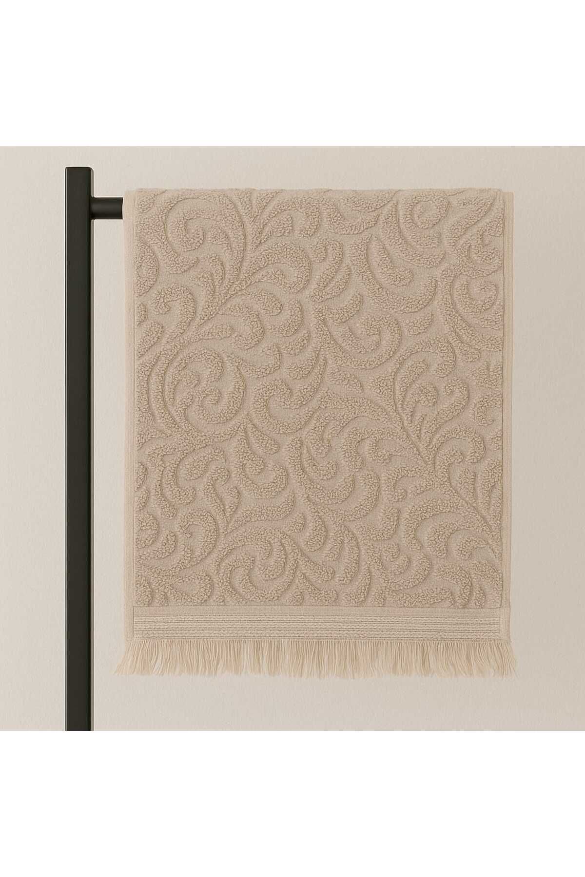 HB TEKSTİL 100 % PAMUK JAKARLI LÜX BANYO HAVLUSU 50X90 2Lİ (2 ADET)