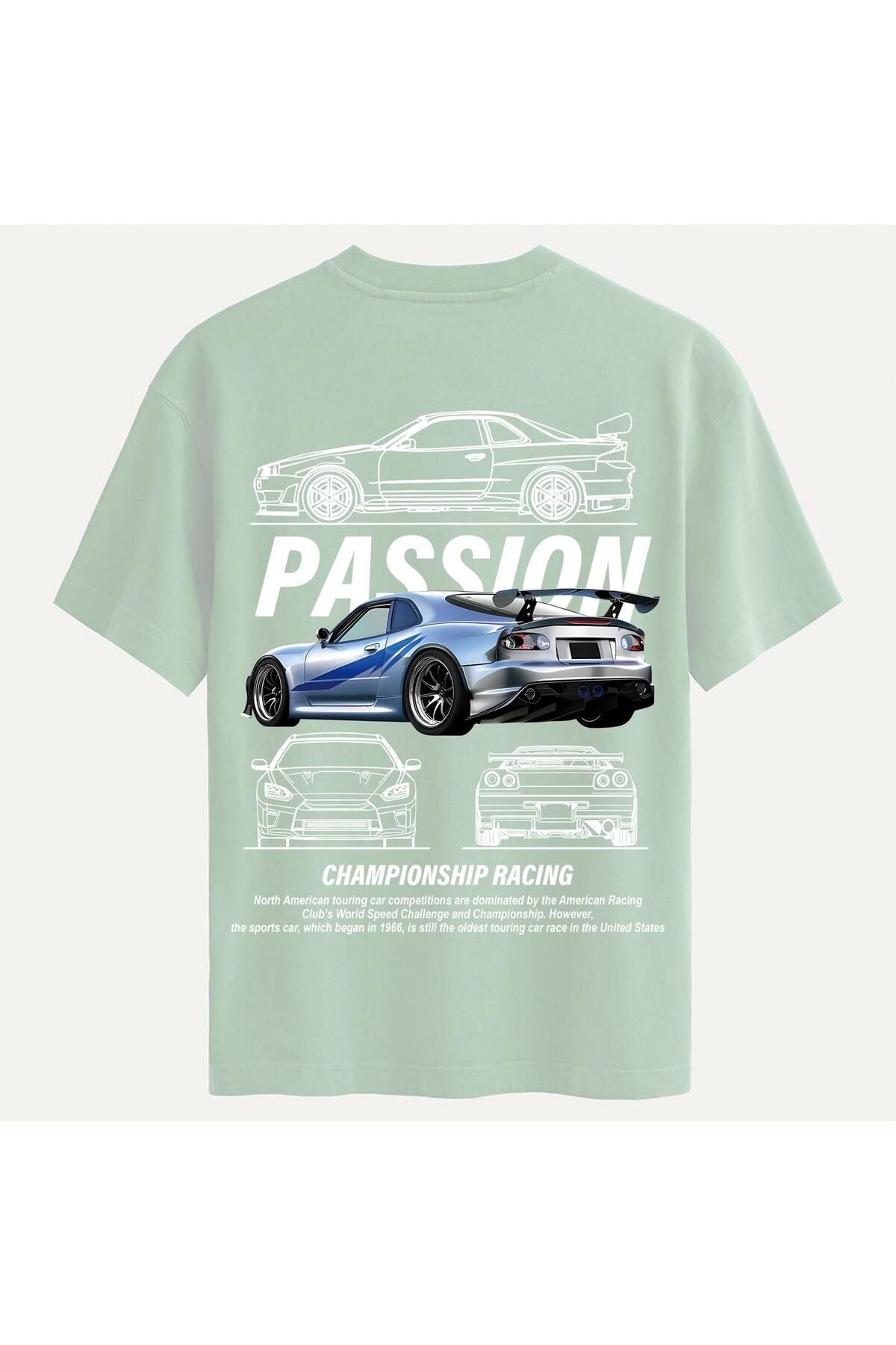 SOFTWAY Unisex Bisiklet Yaka %100 Organik Pamuklu Kalın Dokulu Passion Baskılı Oversize T-shirt - BEJ